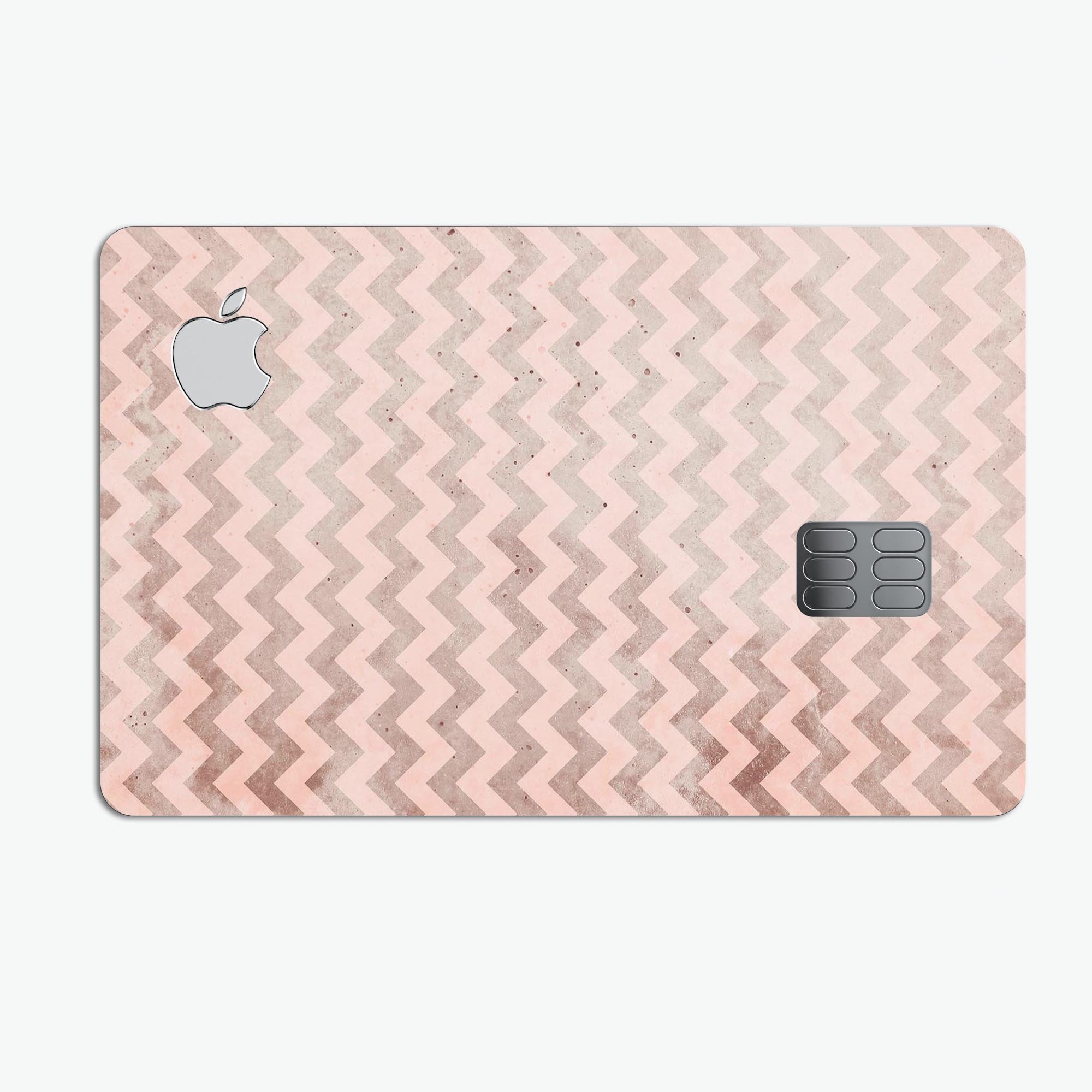 Faded Cocoa and Light Pink Chevron Pattern decal for Apple Card, showcasing its stylish design and premium quality.