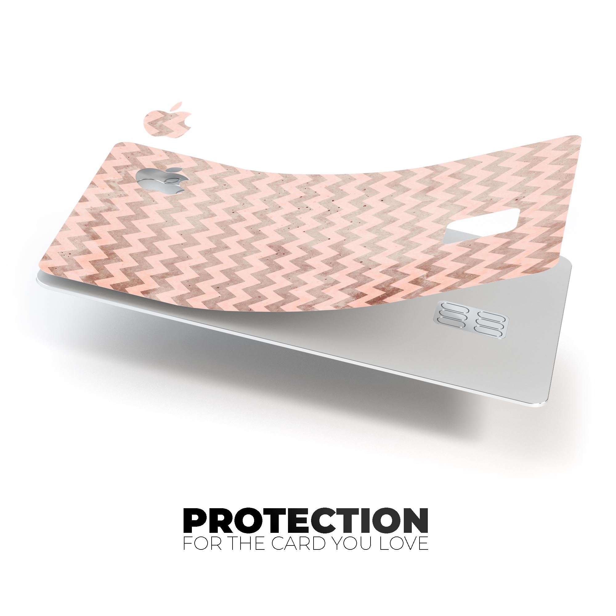 Faded Cocoa and Light Pink Chevron Pattern decal for Apple Card, showcasing its stylish design and premium quality.