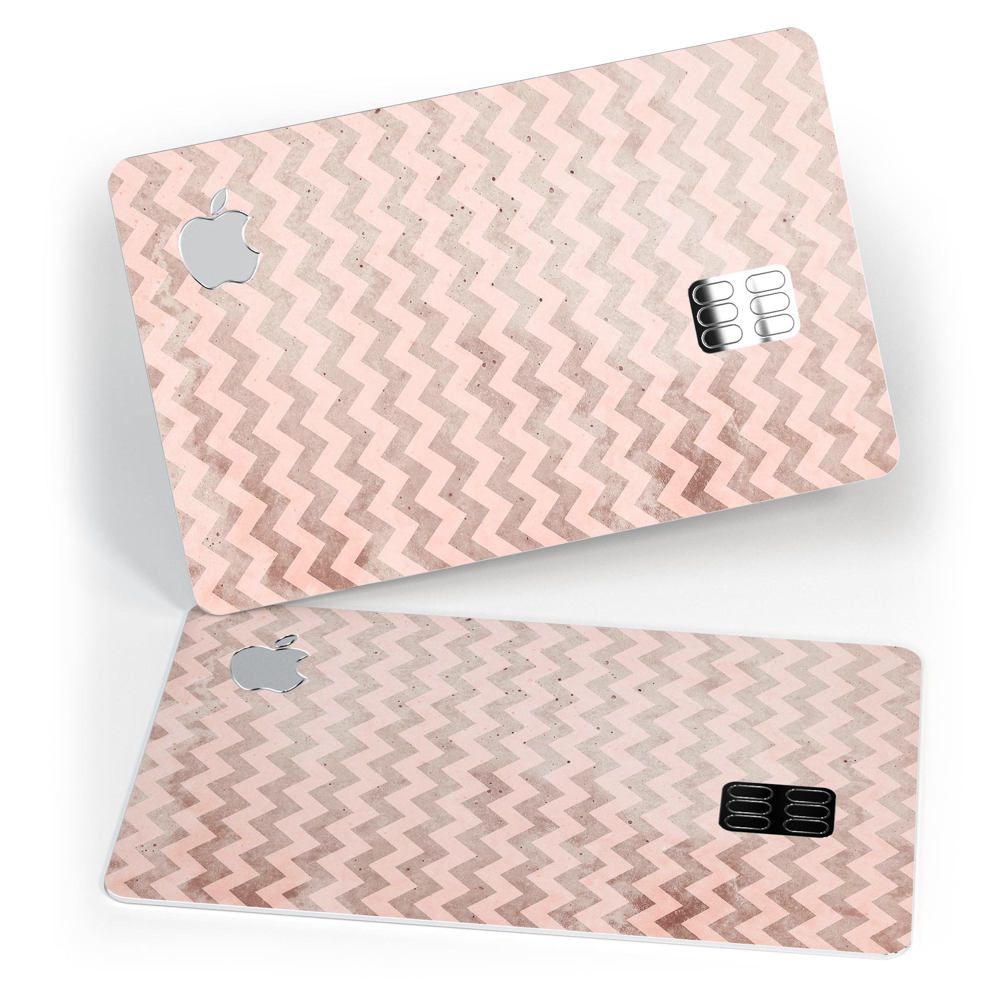 Faded Cocoa and Light Pink Chevron Pattern decal for Apple Card, showcasing its stylish design and premium quality.