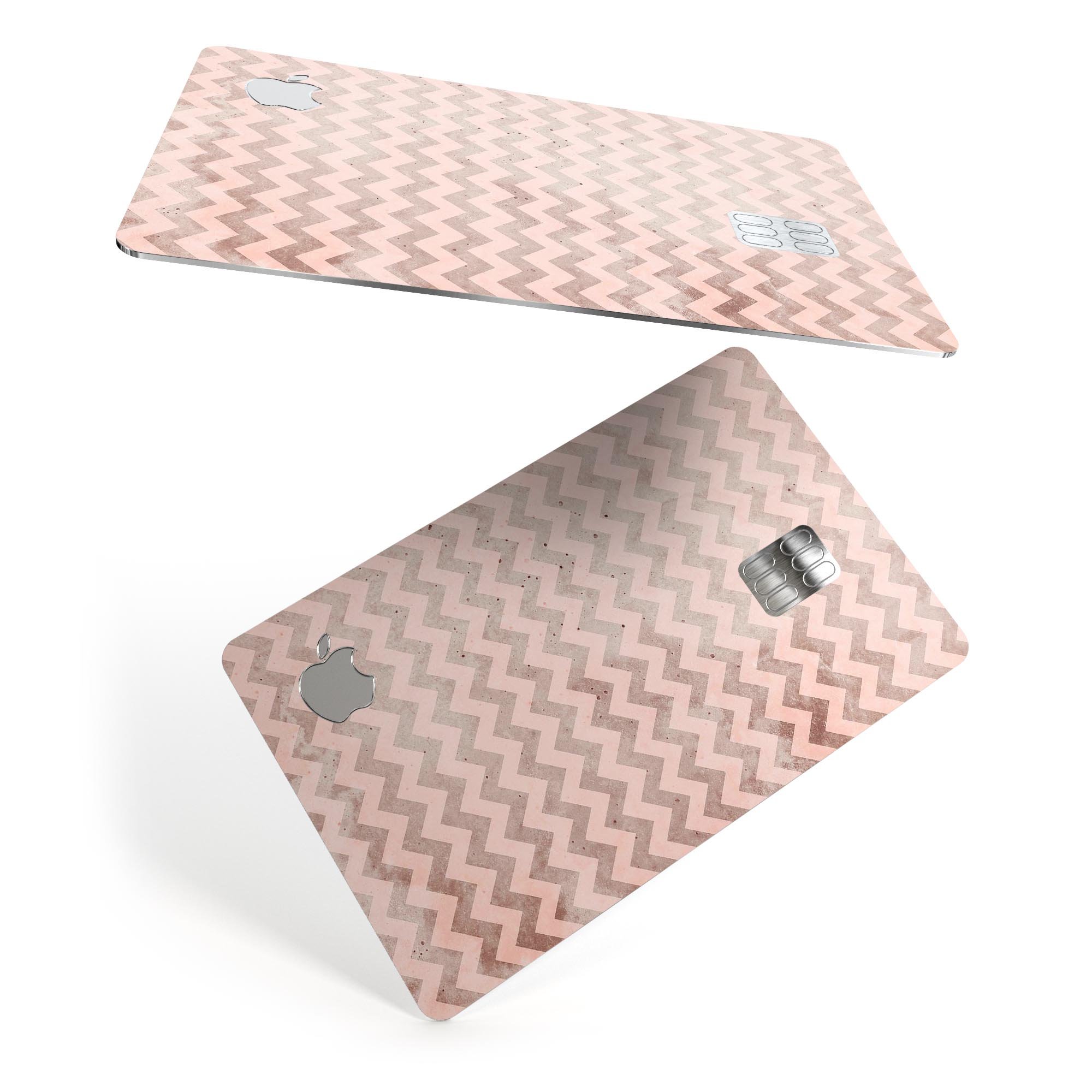 Faded Cocoa and Light Pink Chevron Pattern decal for Apple Card, showcasing its stylish design and premium quality.