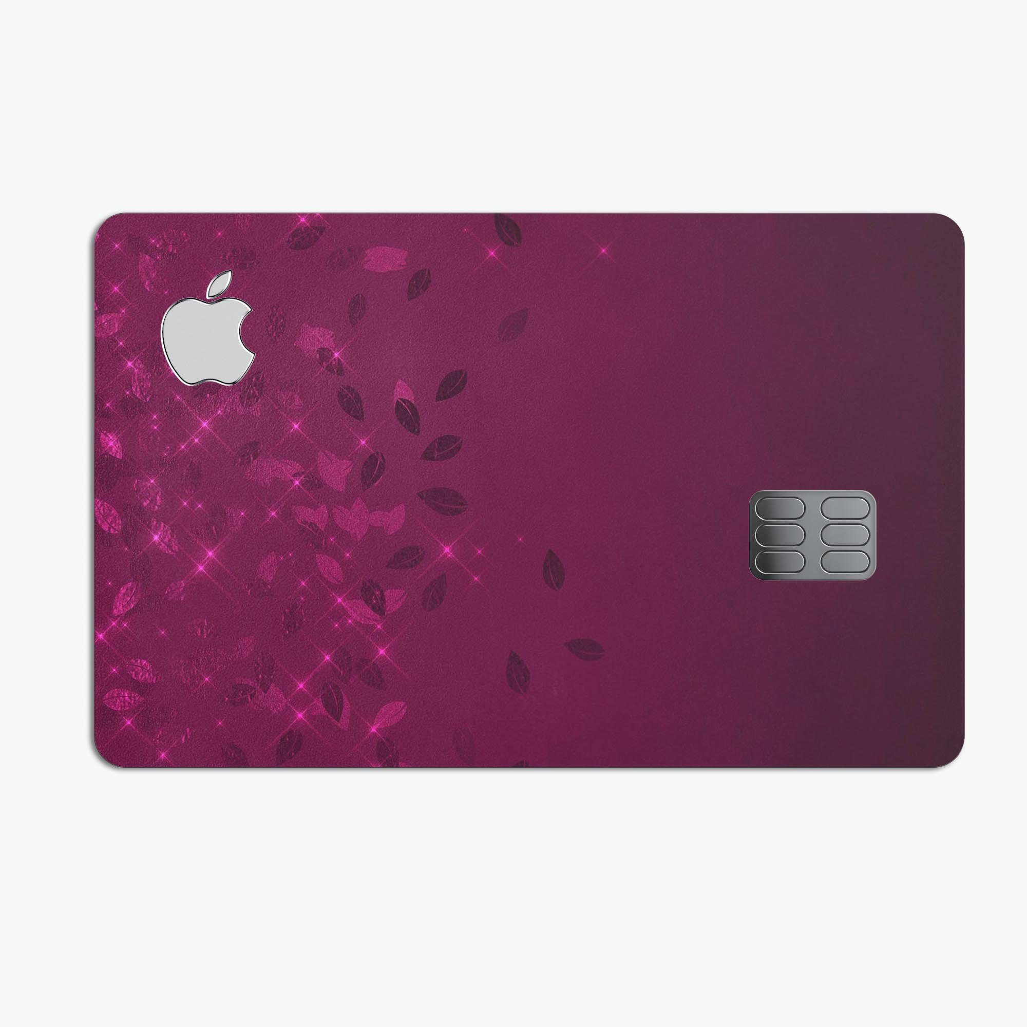 Faded Falling Leaves Of Burgundy decal skin for Apple Card, showcasing a stylish design with vibrant colors and a protective finish.