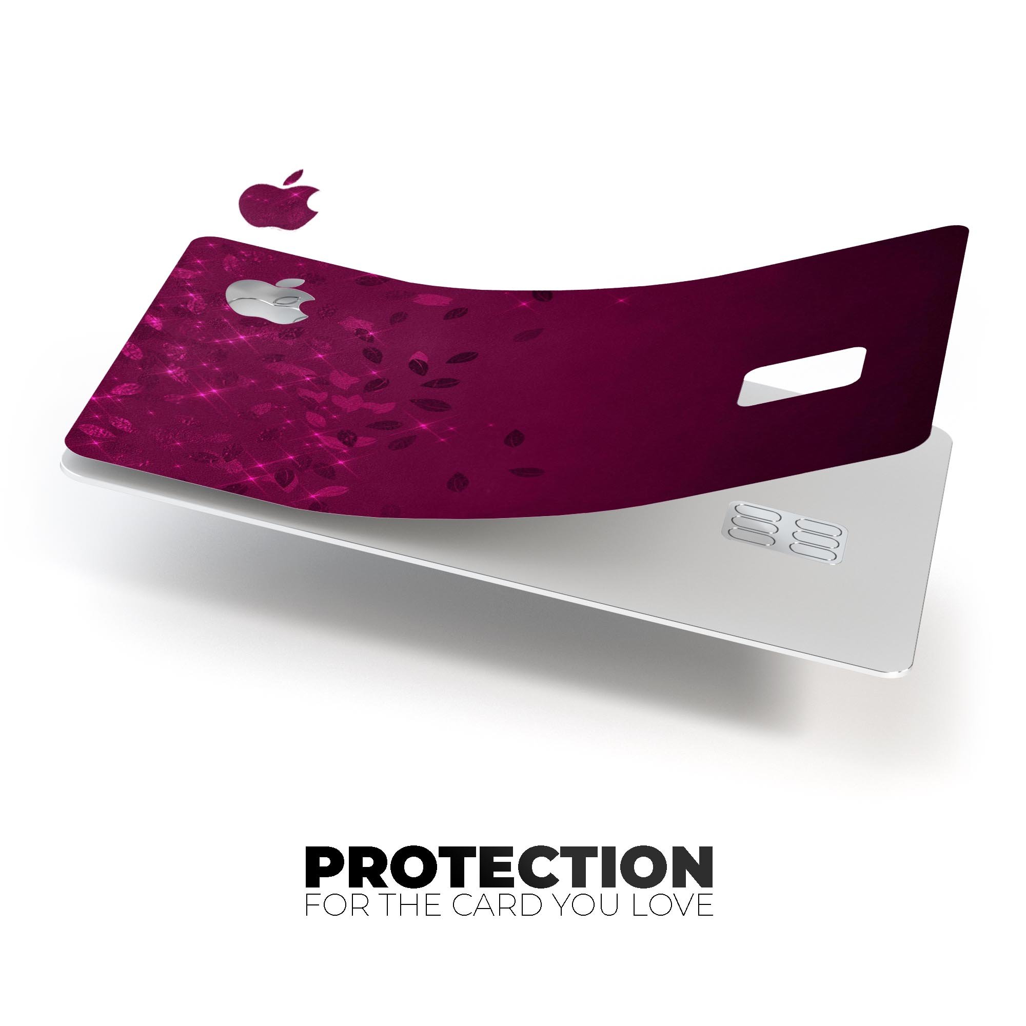 Faded Falling Leaves Of Burgundy decal skin for Apple Card, showcasing a stylish design with vibrant colors and a protective finish.