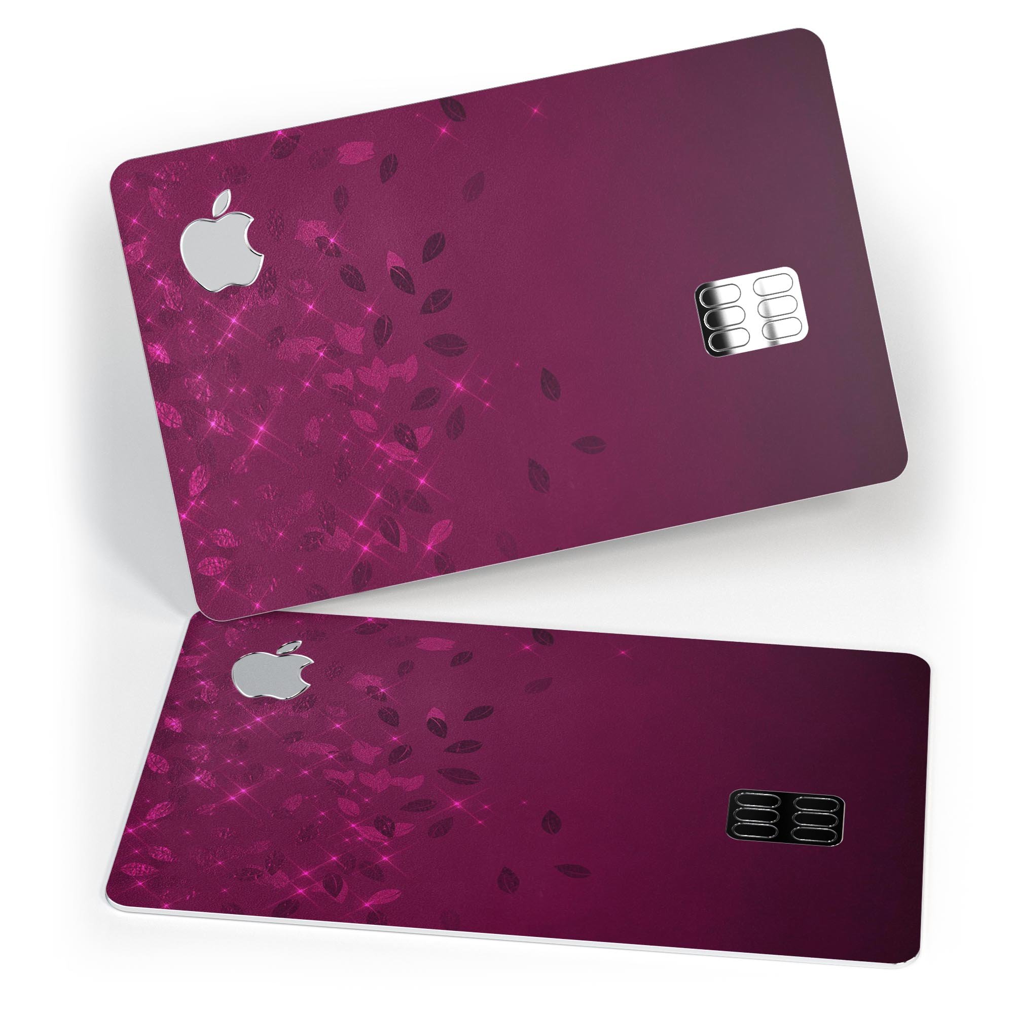 Faded Falling Leaves Of Burgundy decal skin for Apple Card, showcasing a stylish design with vibrant colors and a protective finish.