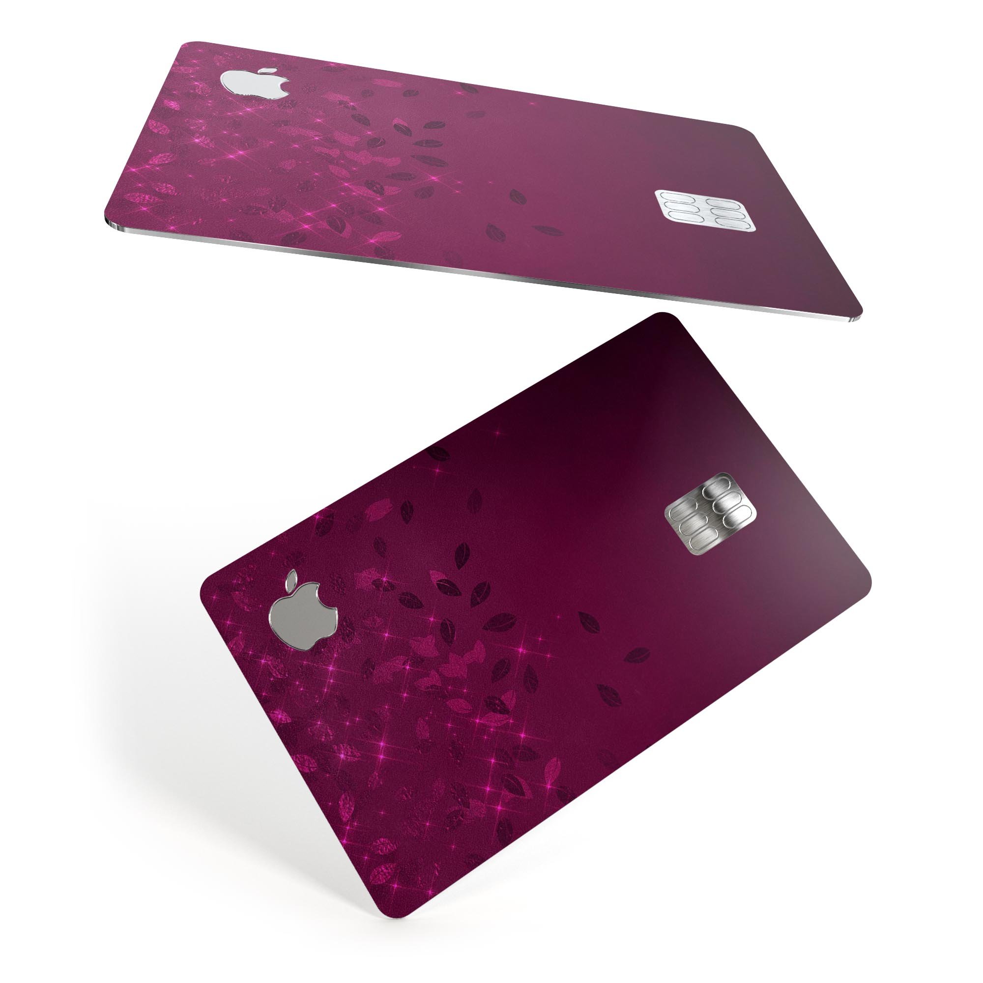 Faded Falling Leaves Of Burgundy decal skin for Apple Card, showcasing a stylish design with vibrant colors and a protective finish.