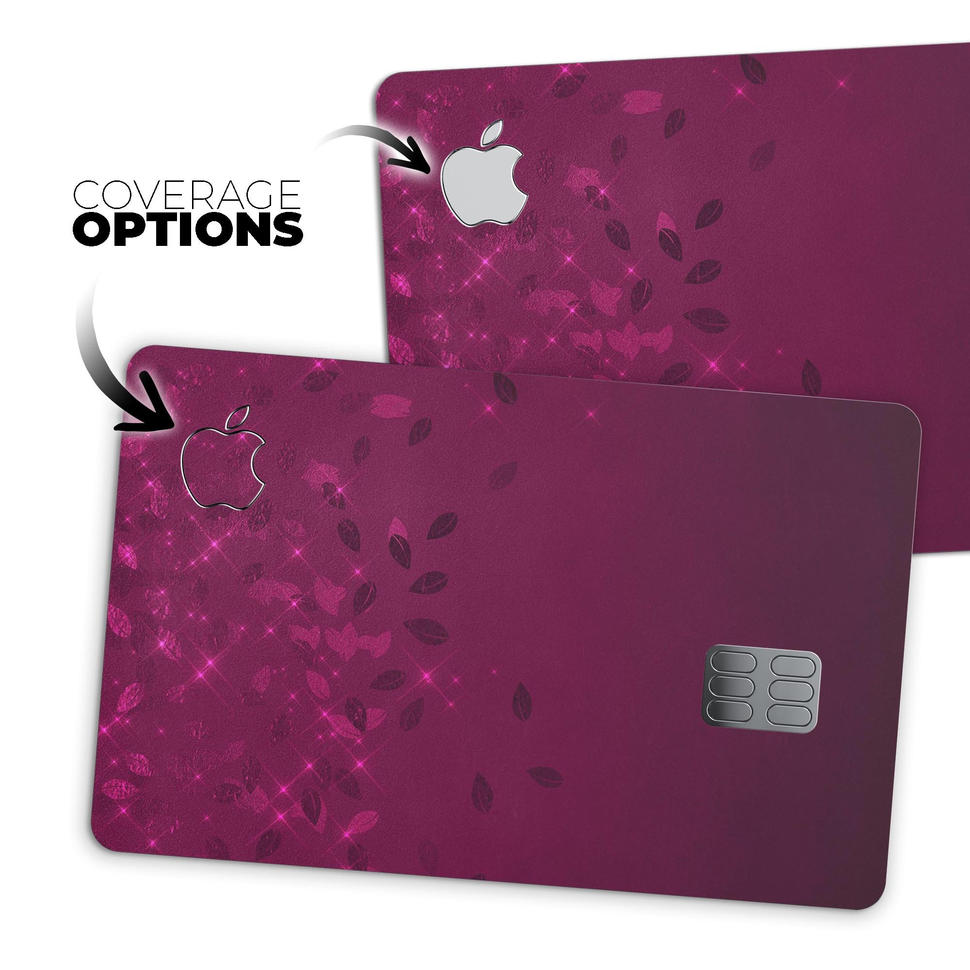 Faded Falling Leaves Of Burgundy decal skin for Apple Card, showcasing a stylish design with vibrant colors and a protective finish.