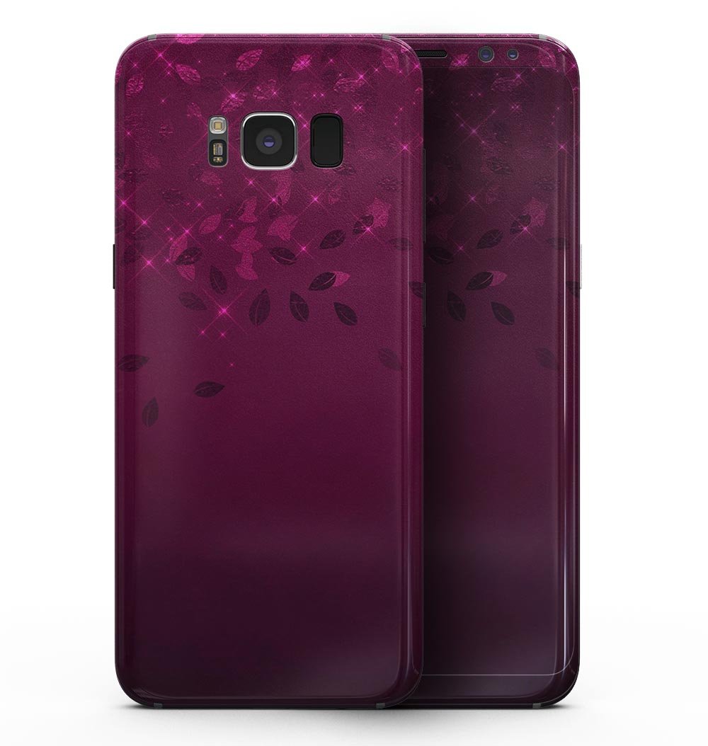 Faded Falling Leaves design skin for Samsung Galaxy S8, showcasing vibrant burgundy leaves on a sleek vinyl surface.