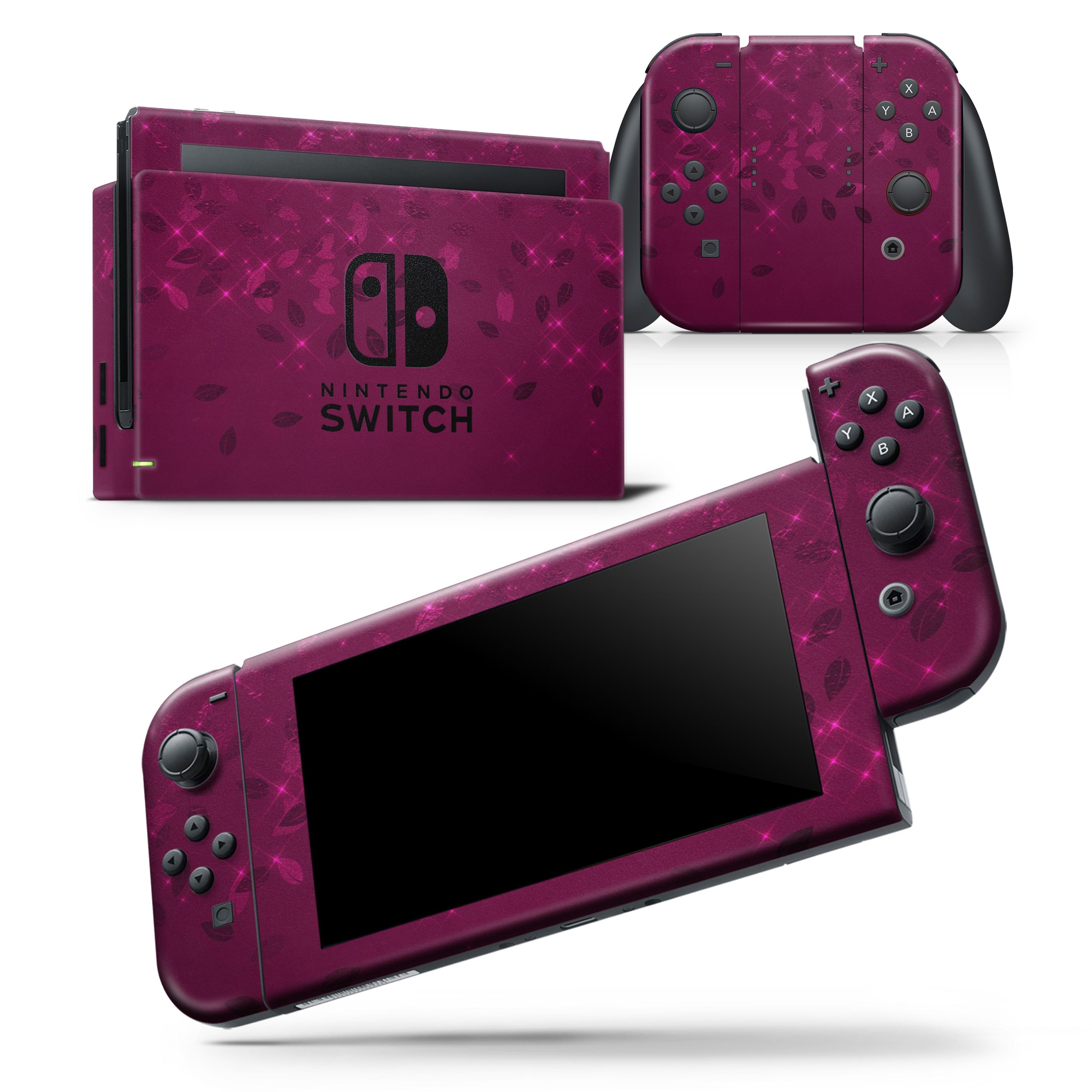 Faded Falling Leaves Of Burgundy skin wrap decal for Nintendo Switch, showcasing vibrant colors and intricate leaf patterns.