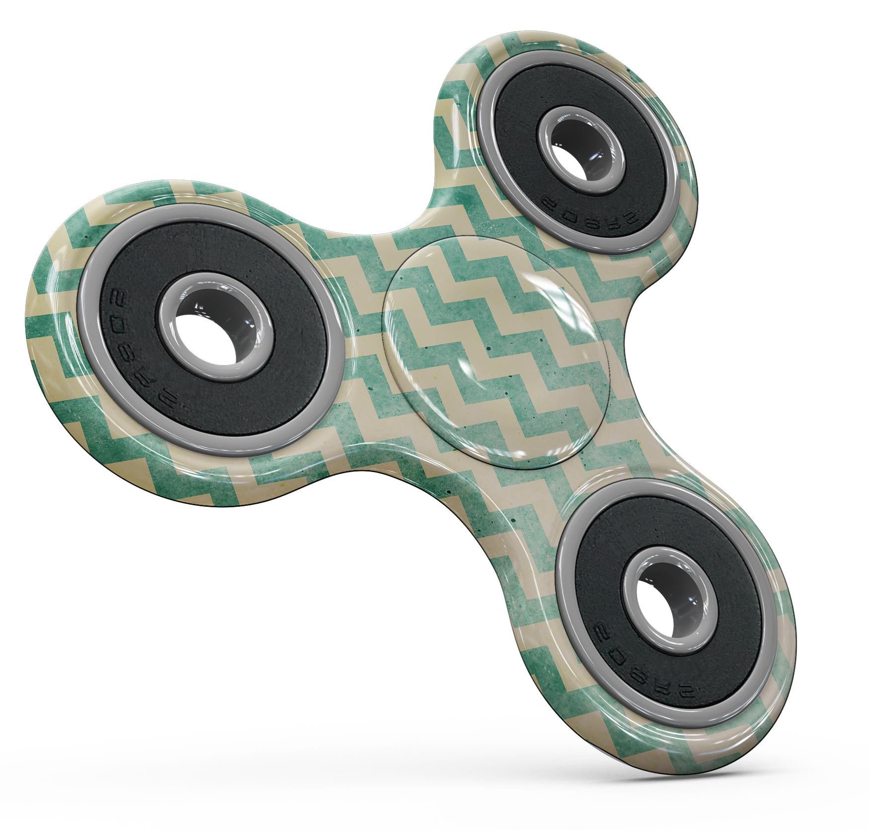 Faded Green Chevron Pattern Full-Body Skin-Kit for fidget spinner, showcasing vibrant colors and precise fit.