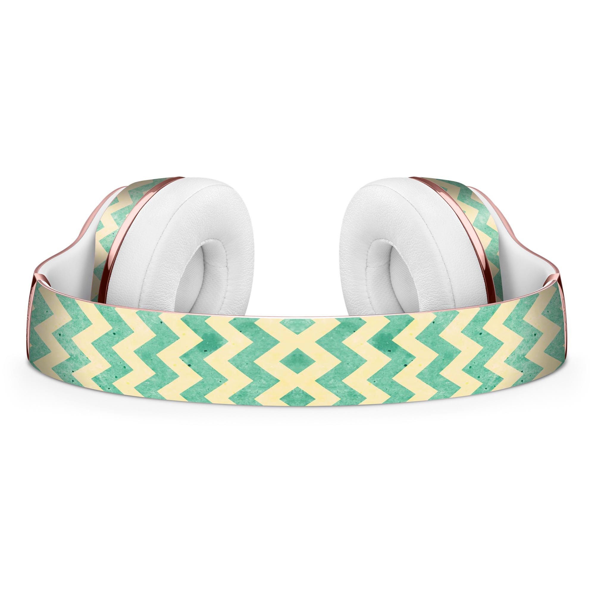 Faded Green Chevron Pattern Skin Kit for Beats by Dre Solo 3 Wireless Headphones, showcasing a stylish design and premium vinyl material.