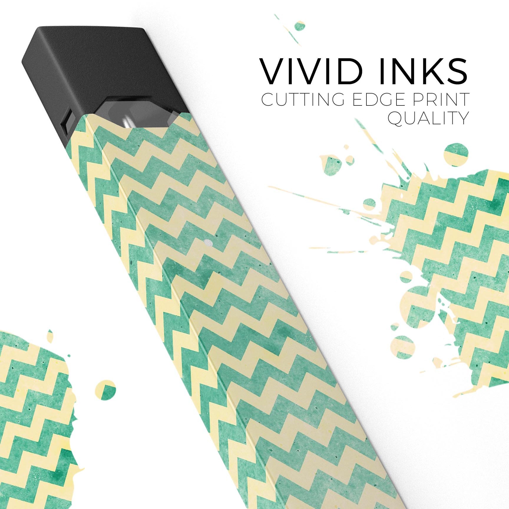 Faded Green Chevron Pattern skin-wrap for JUUL device, showcasing vibrant design and precision cut.