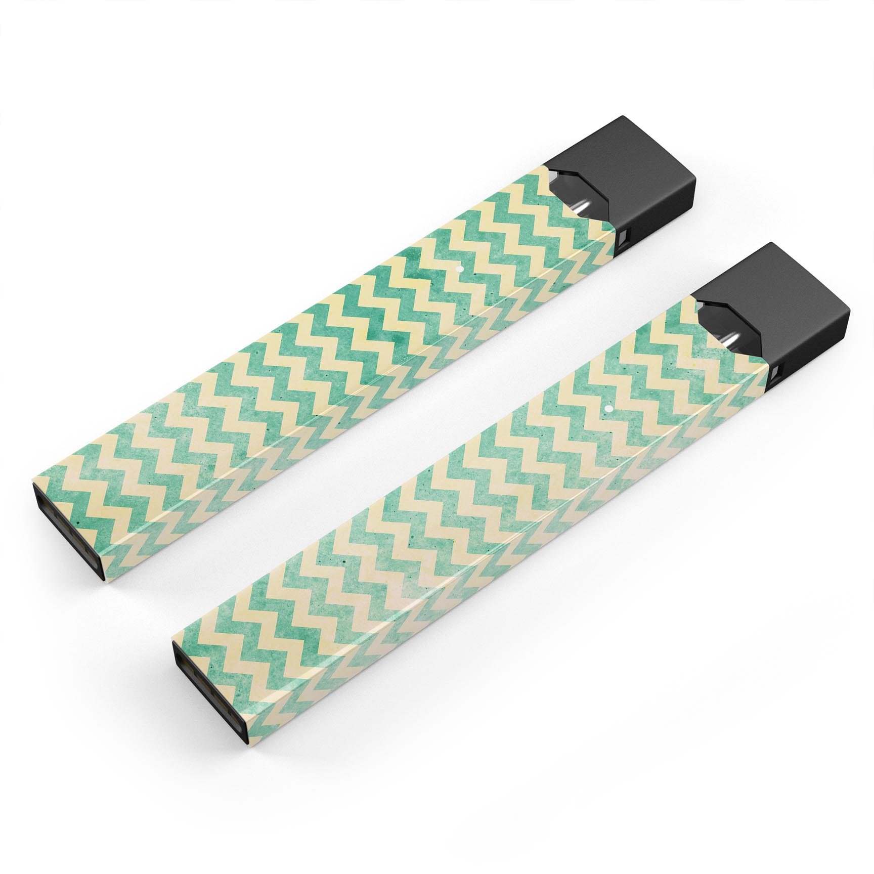 Faded Green Chevron Pattern skin-wrap for JUUL device, showcasing vibrant design and precision cut.