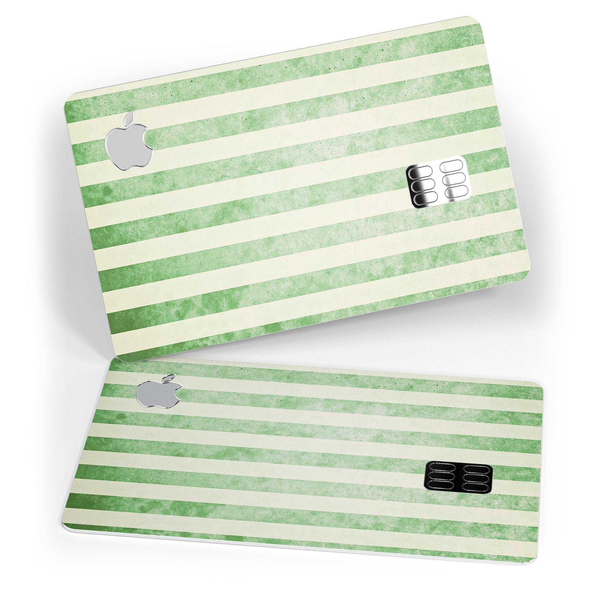 Faded Green Vertical Stripes decal skin for Apple Card, showcasing a stylish design with premium vinyl material.