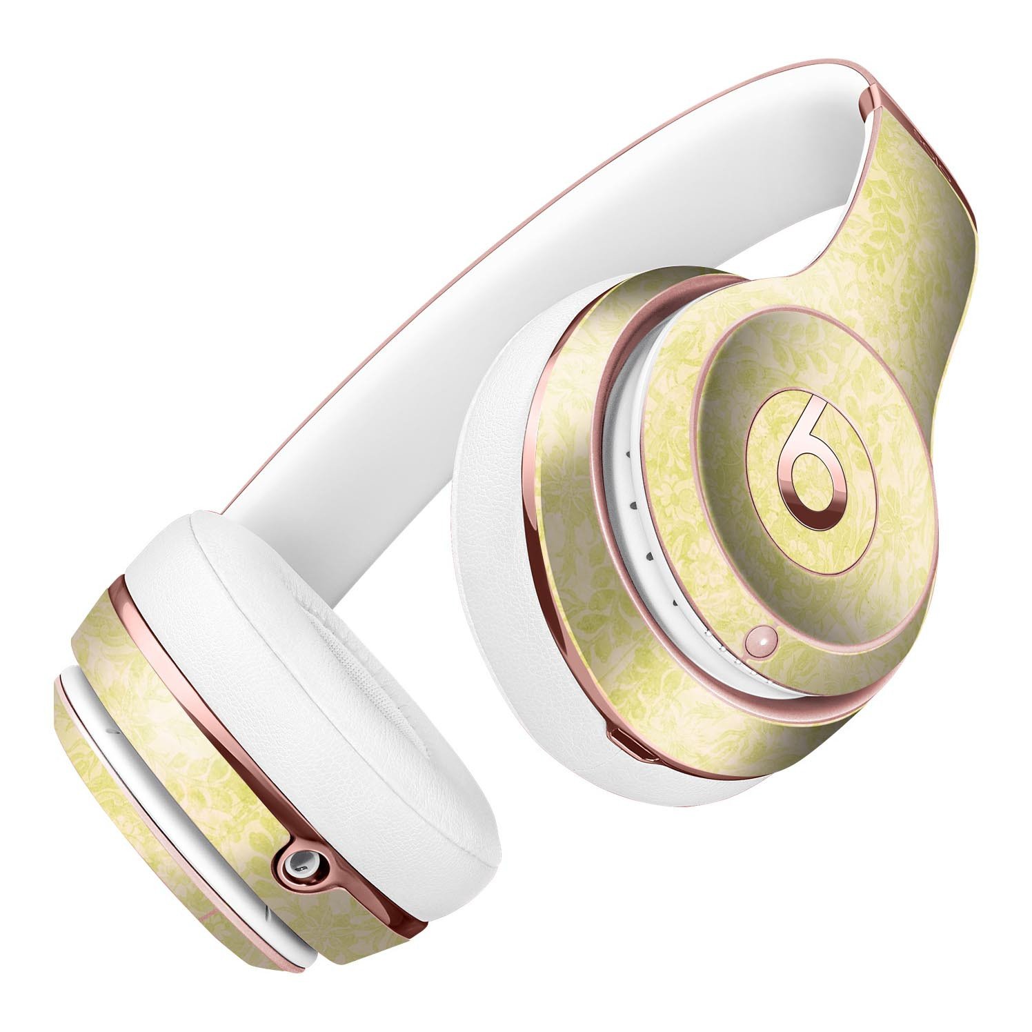 Faded Lime Damask Pattern Skin Kit for Beats by Dre Solo 3 Wireless Headphones, showcasing vibrant colors and intricate design.