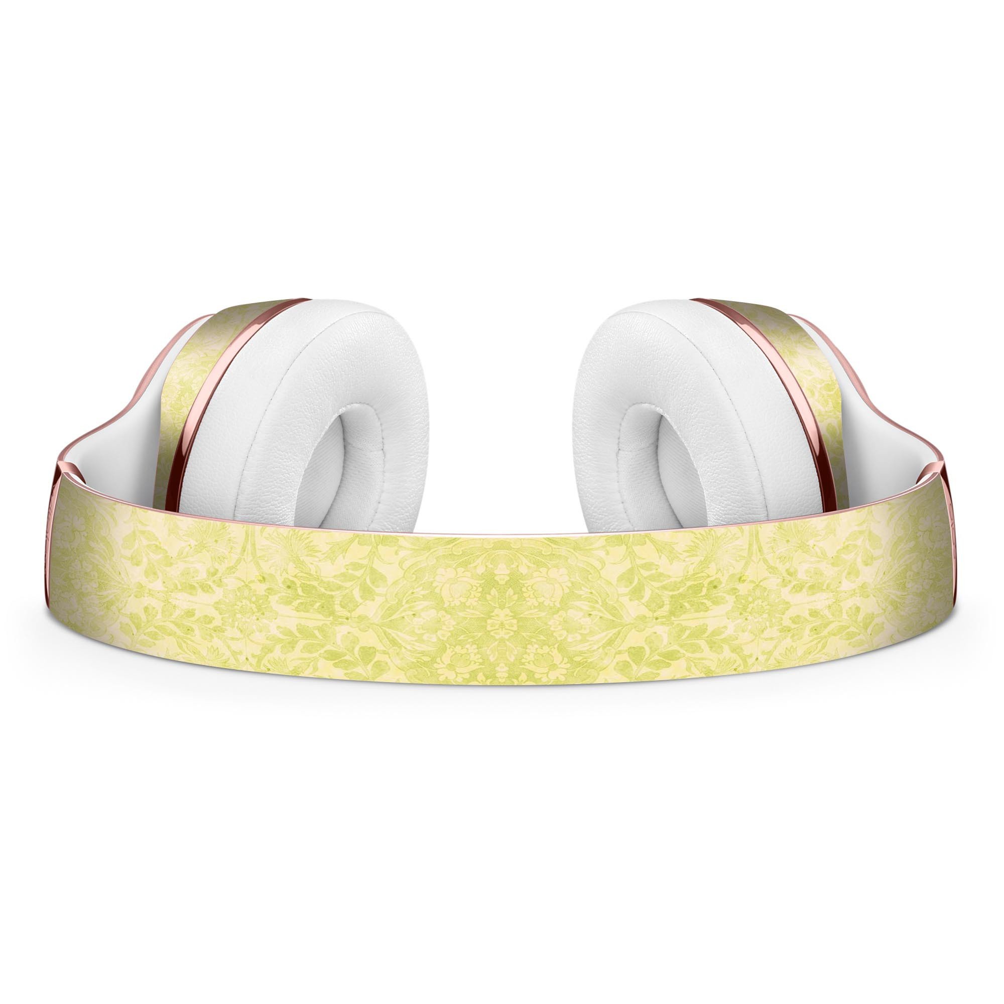 Faded Lime Damask Pattern Skin Kit for Beats by Dre Solo 3 Wireless Headphones, showcasing vibrant colors and intricate design.