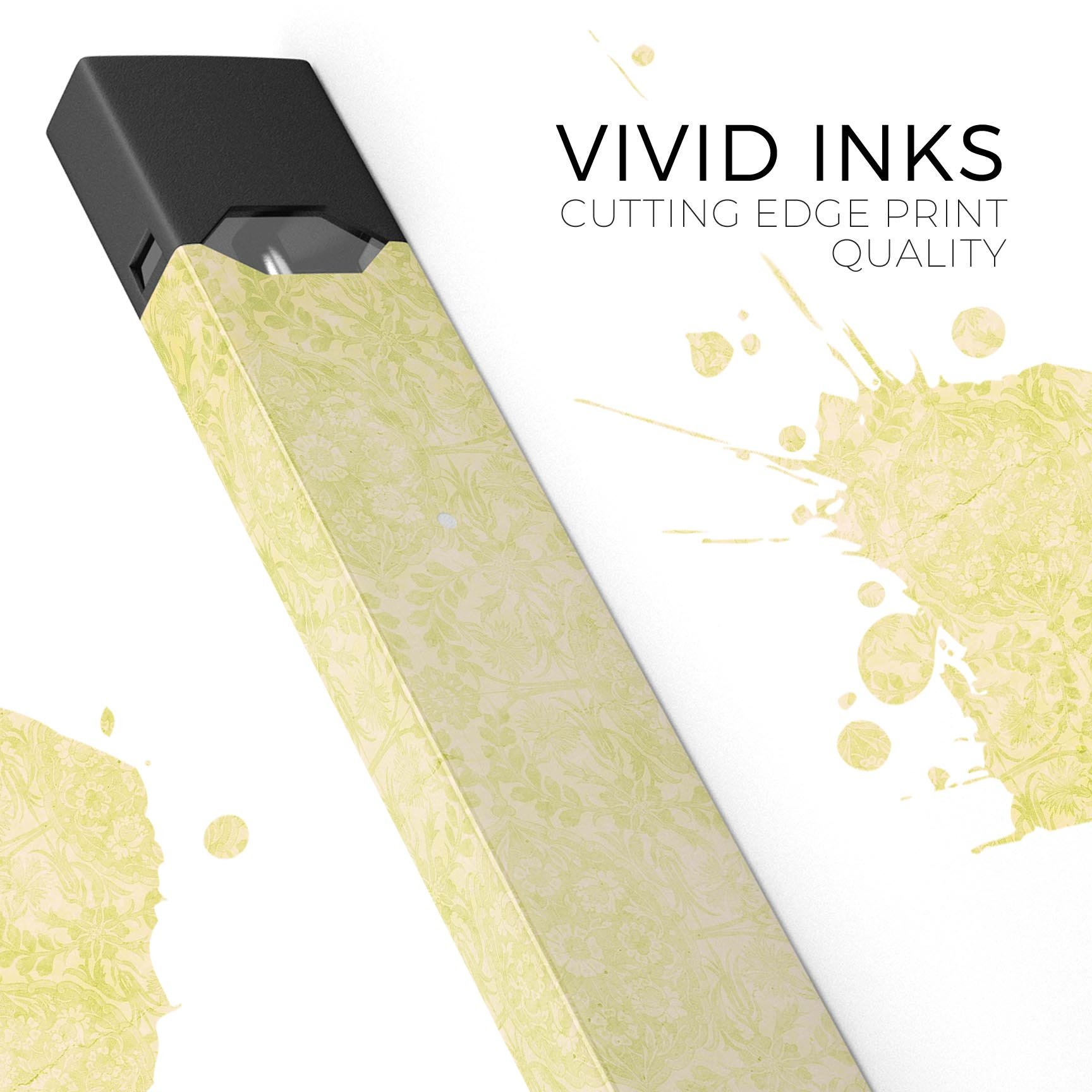 Faded Lime Damask Pattern skin-wrap sticker for JUUL device, showcasing vibrant design and precision cut.