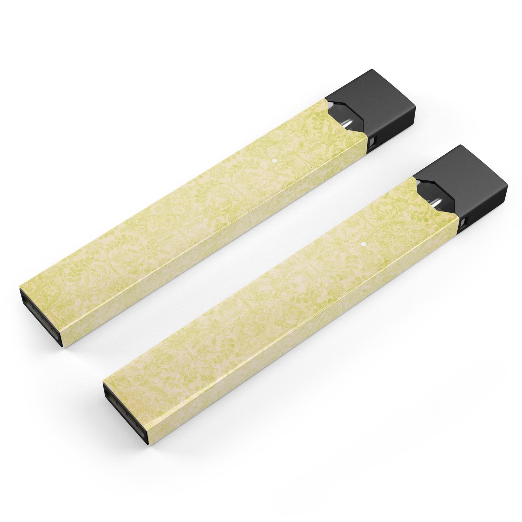 Faded Lime Damask Pattern skin-wrap sticker for JUUL device, showcasing vibrant design and precision cut.