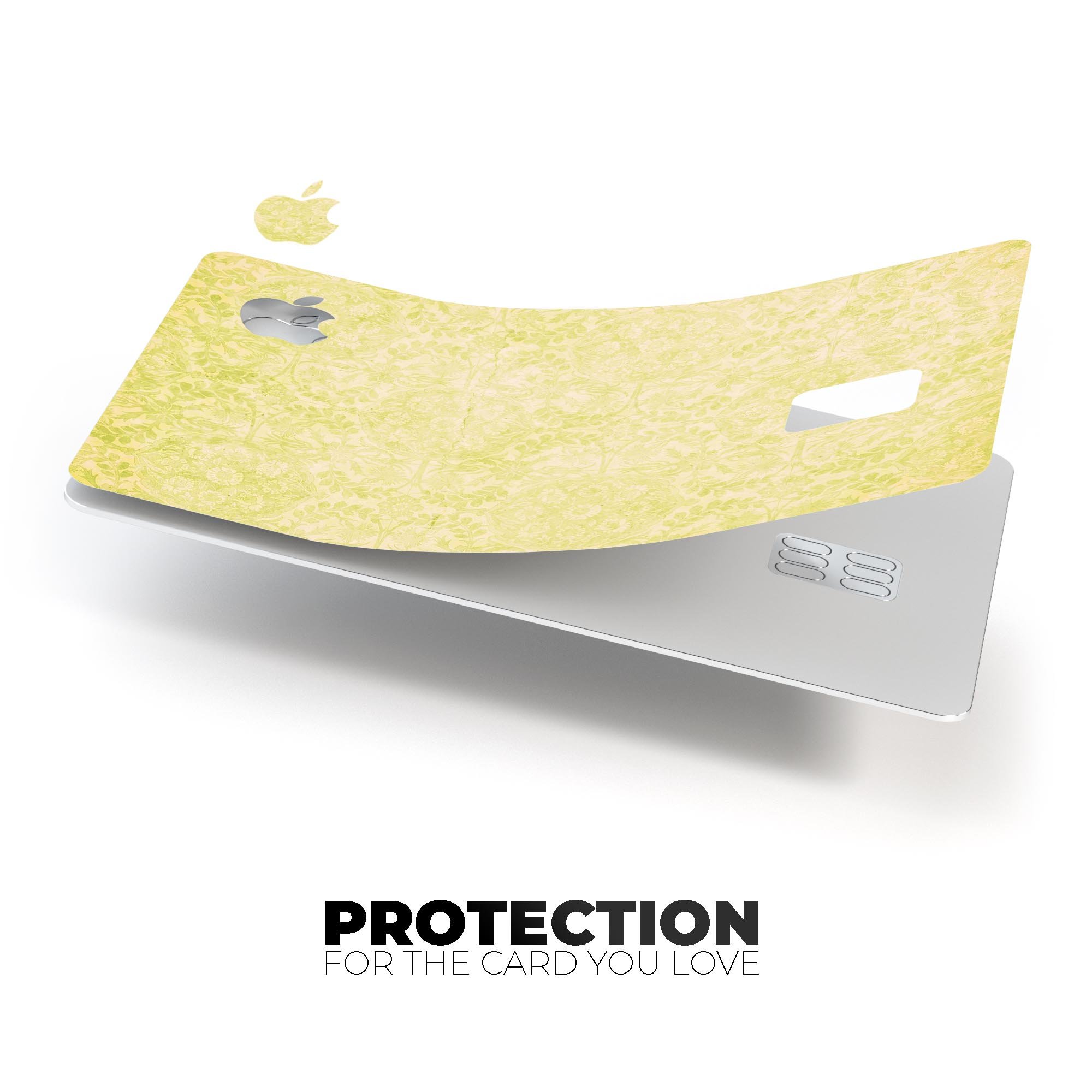 Faded Lime Damask Pattern skin for Apple Card, showcasing a stylish design with premium vinyl material.