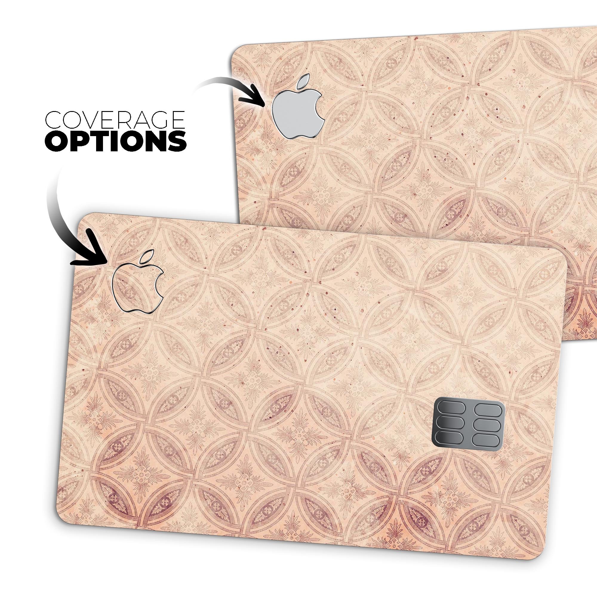 Faded Maroon Overlapping Circles decal skin for Apple Card, showcasing premium vinyl material and stylish design.