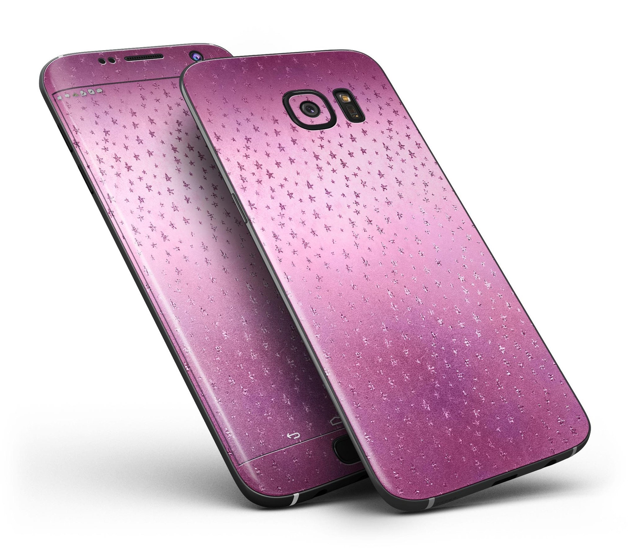 Faded Micro Pink Stars skin kit for Samsung Galaxy S7, showcasing vibrant pink star patterns on a sleek vinyl surface.