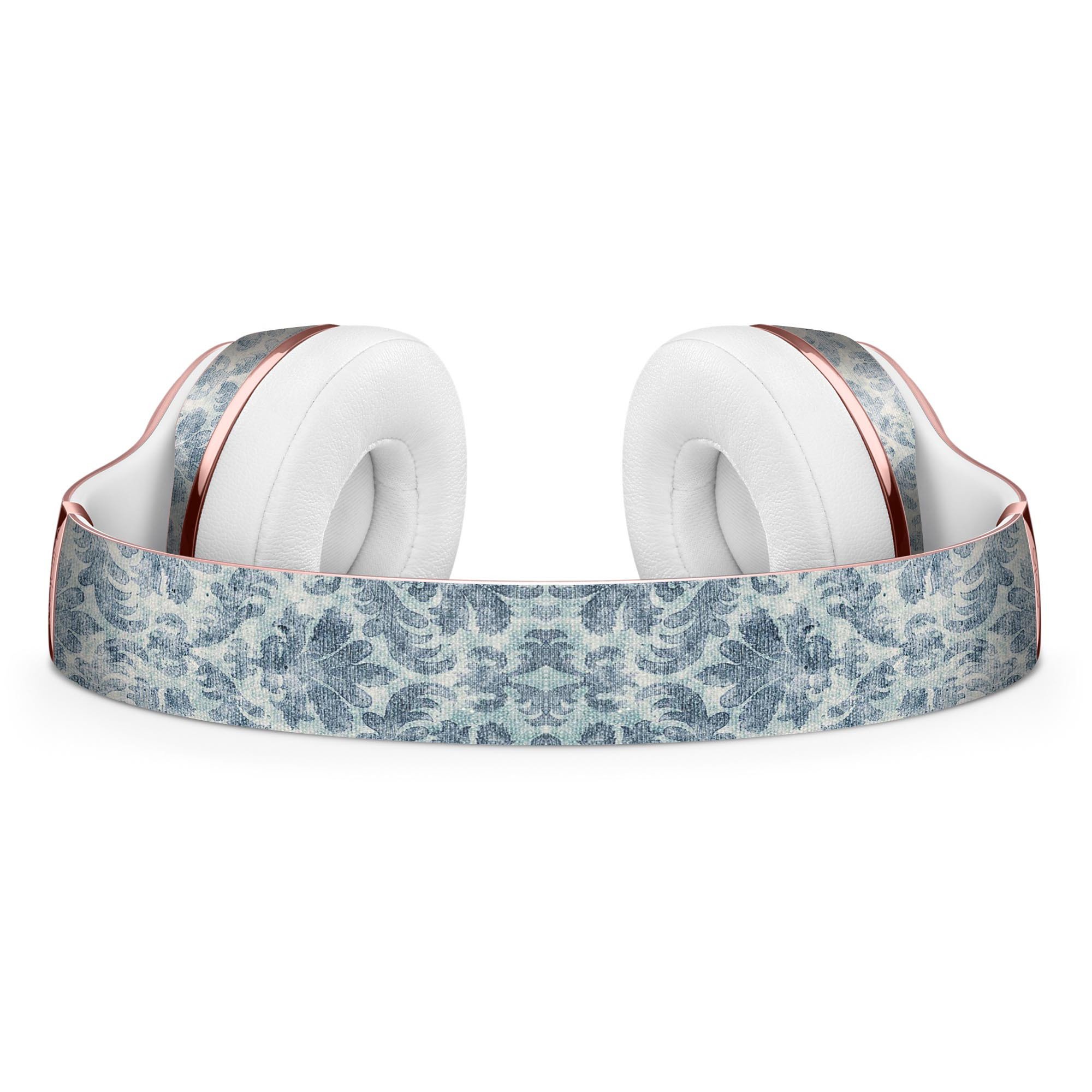 Faded Navy Floral Damask Pattern Skin Kit for Beats by Dre Solo 3 Wireless Headphones, showcasing elegant floral design.