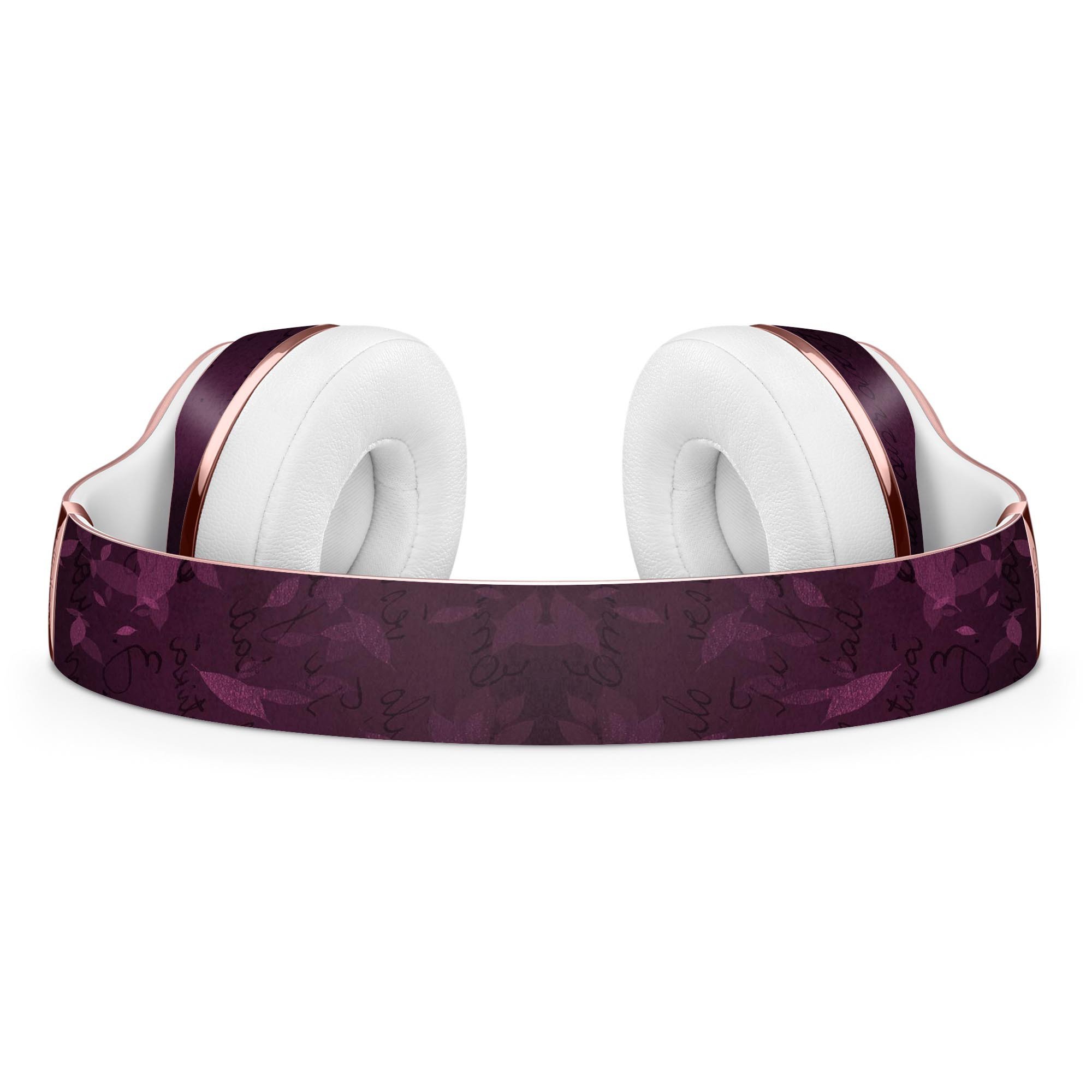 Faded Pink Petals skin for Beats by Dre Solo 3 Wireless Headphones, showcasing floral design over burgundy script.