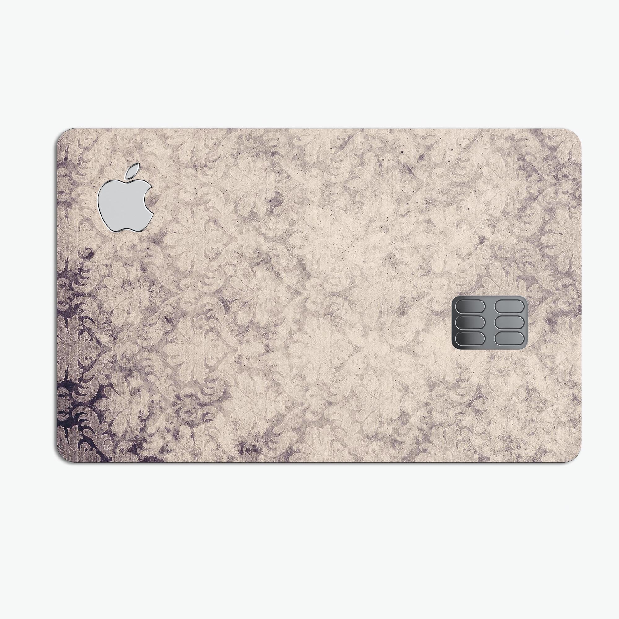 Faded Purple Damask Pattern skin applied to an Apple Card, showcasing its elegant design and protective features.