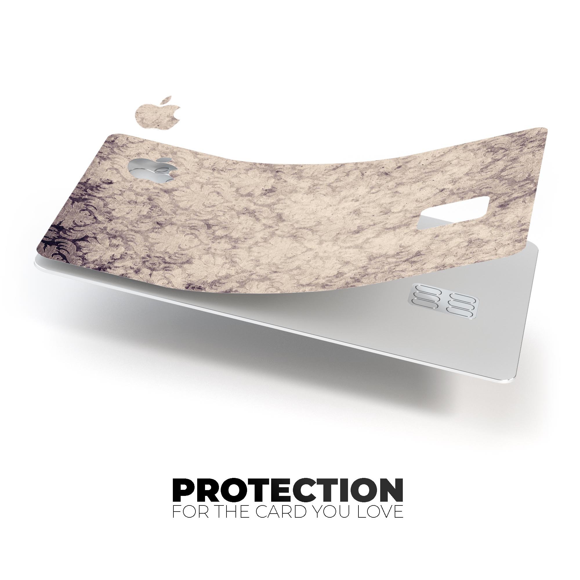 Faded Purple Damask Pattern skin applied to an Apple Card, showcasing its elegant design and protective features.