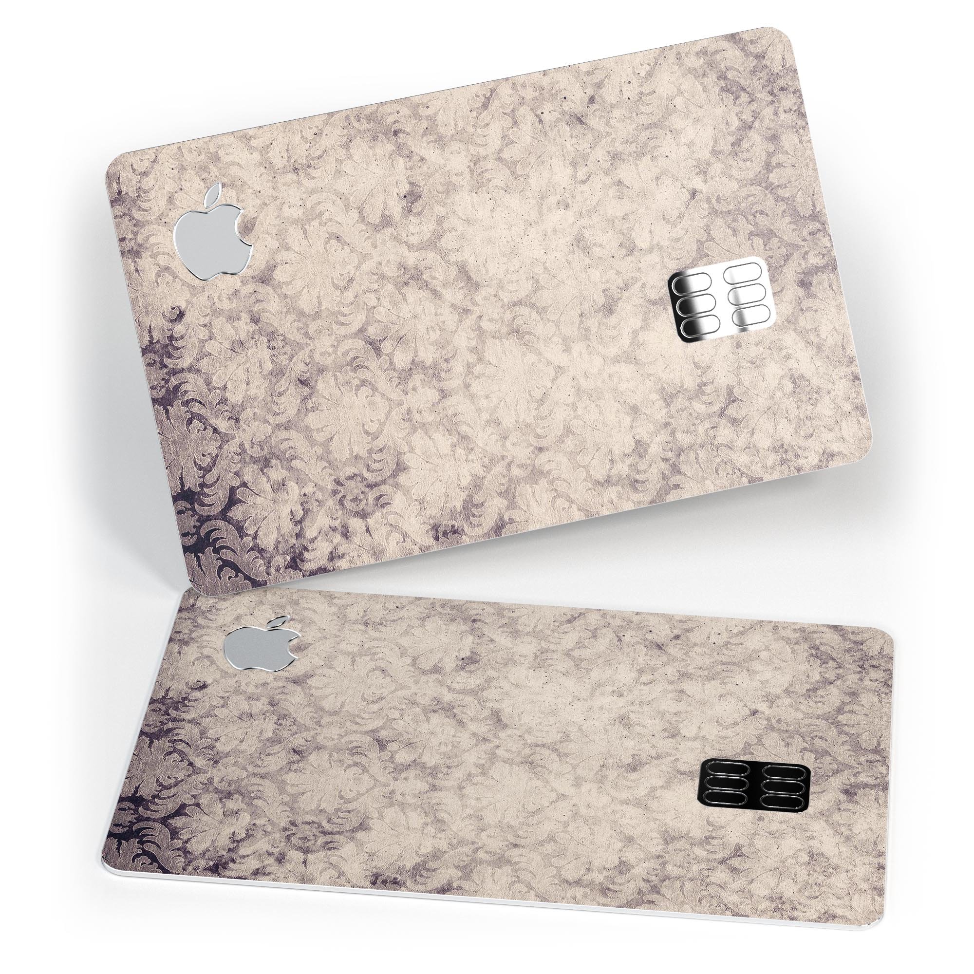 Faded Purple Damask Pattern skin applied to an Apple Card, showcasing its elegant design and protective features.