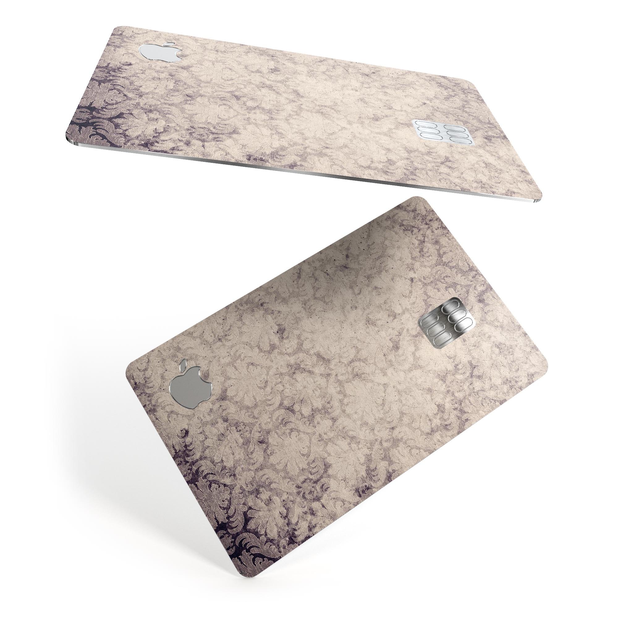 Faded Purple Damask Pattern skin applied to an Apple Card, showcasing its elegant design and protective features.