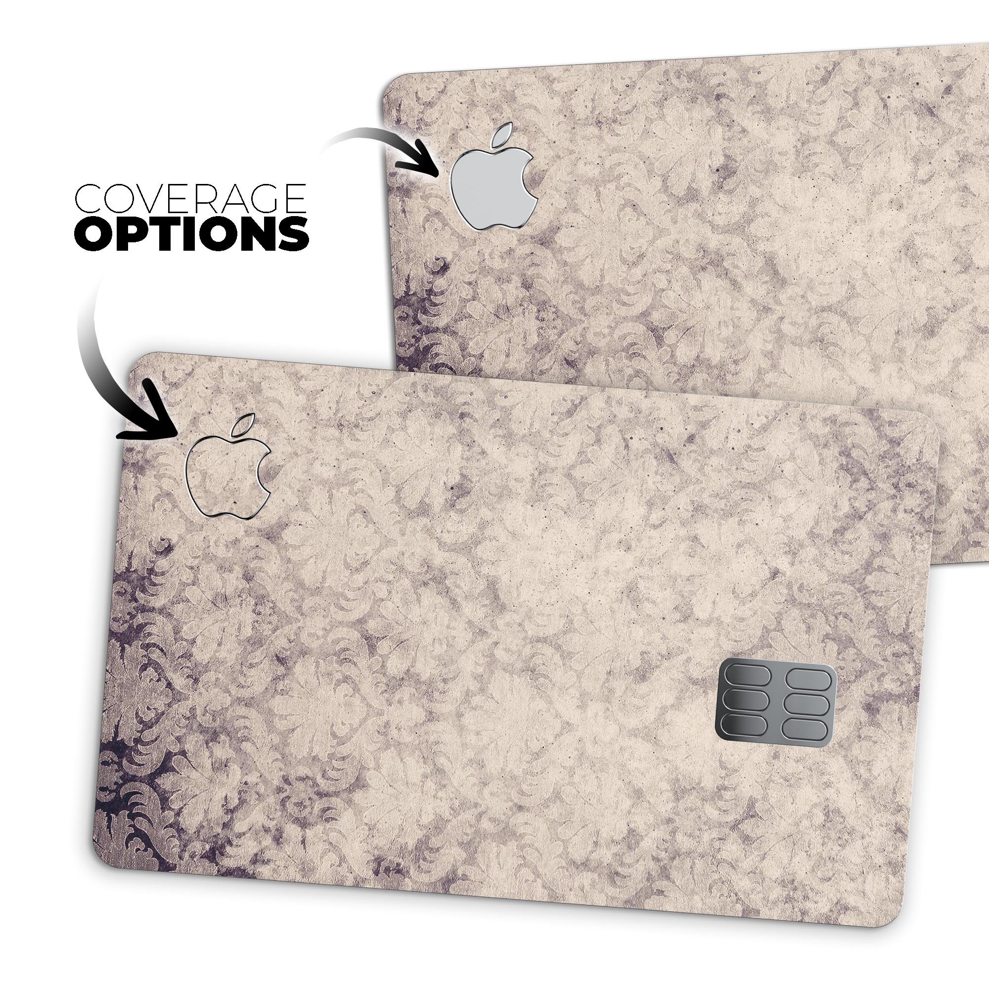 Faded Purple Damask Pattern skin applied to an Apple Card, showcasing its elegant design and protective features.