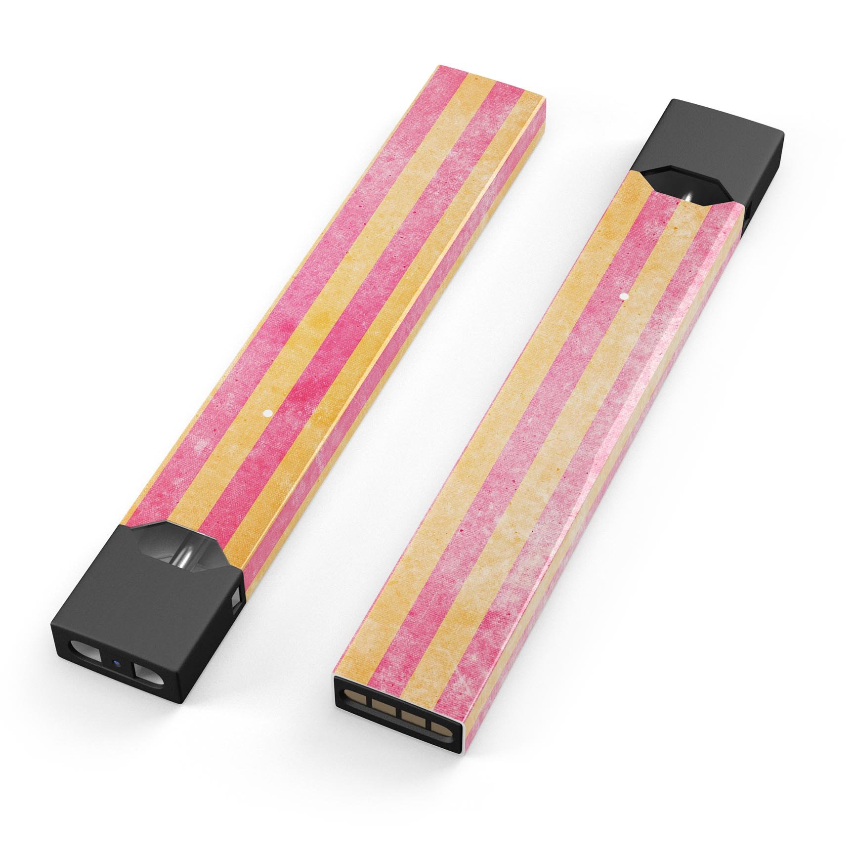 Faded Red and Mustard Vertical Stripes decal for JUUL vaping device, showcasing vibrant colors and sleek design.