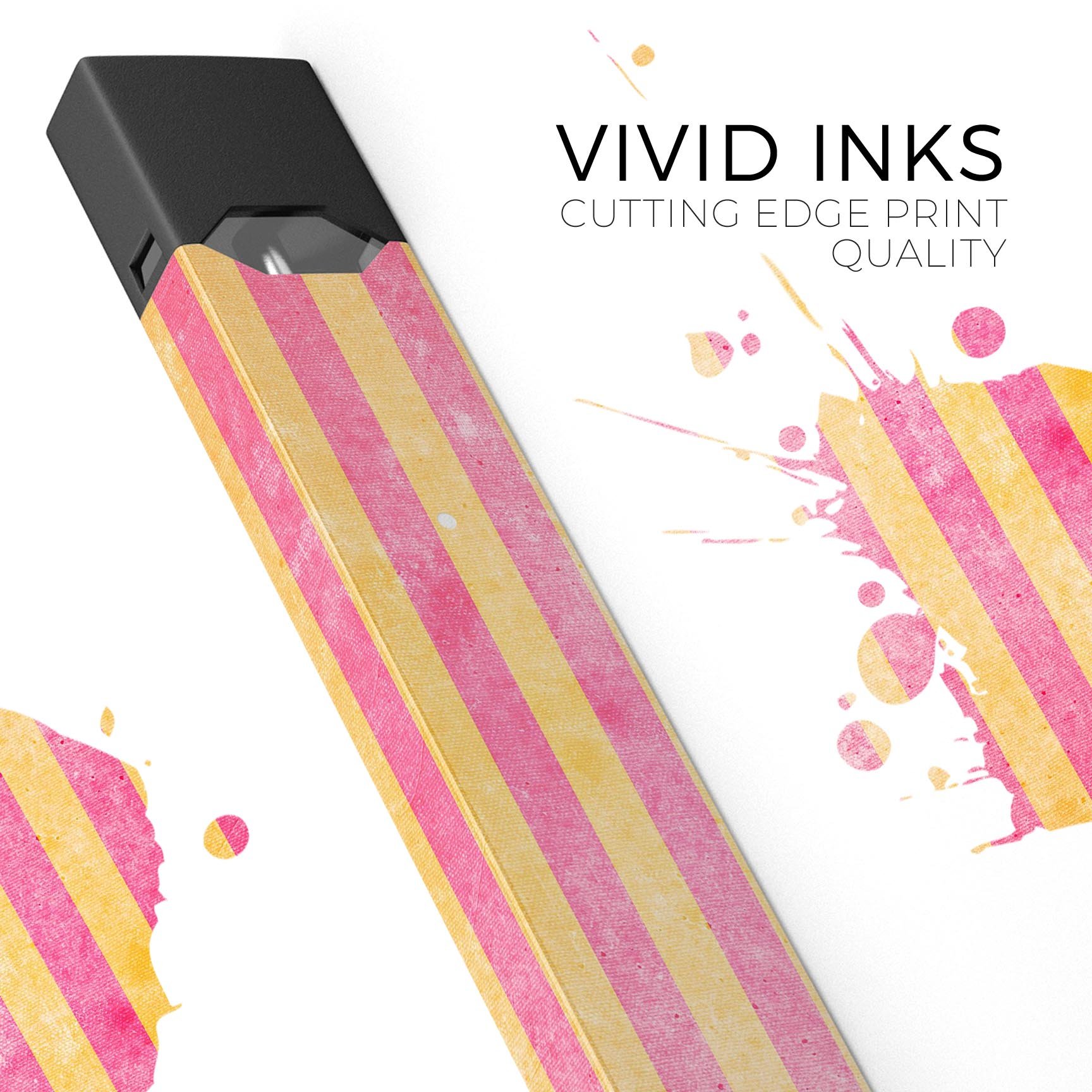 Faded Red and Mustard Vertical Stripes decal for JUUL vaping device, showcasing vibrant colors and sleek design.