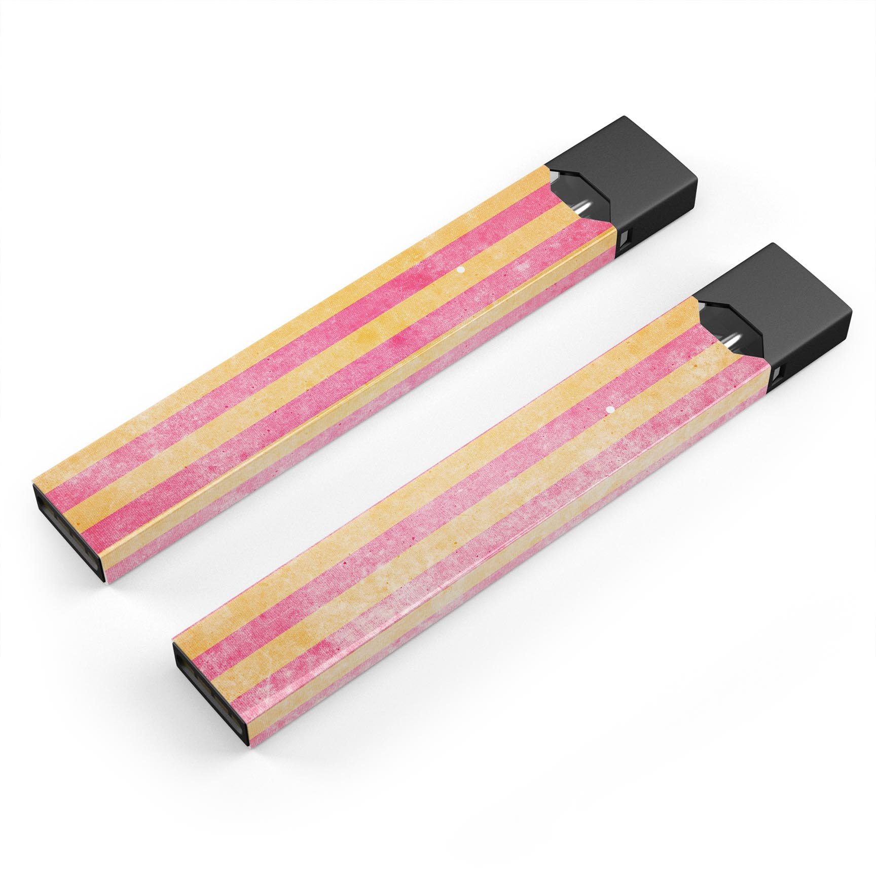 Faded Red and Mustard Vertical Stripes decal for JUUL vaping device, showcasing vibrant colors and sleek design.