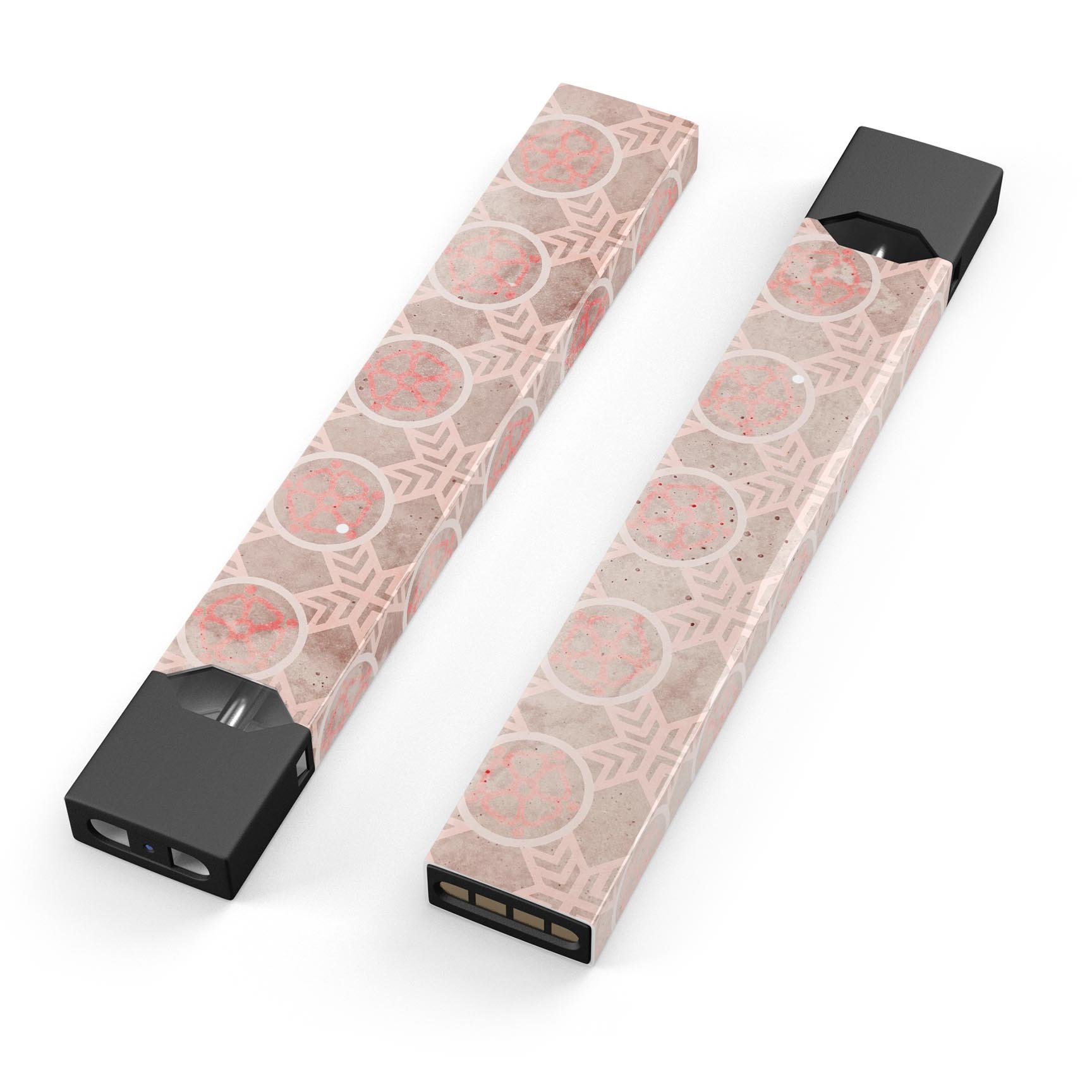 Faded Red Floral Cross Pattern skin-wrap for JUUL device, showcasing vibrant floral design and premium quality.