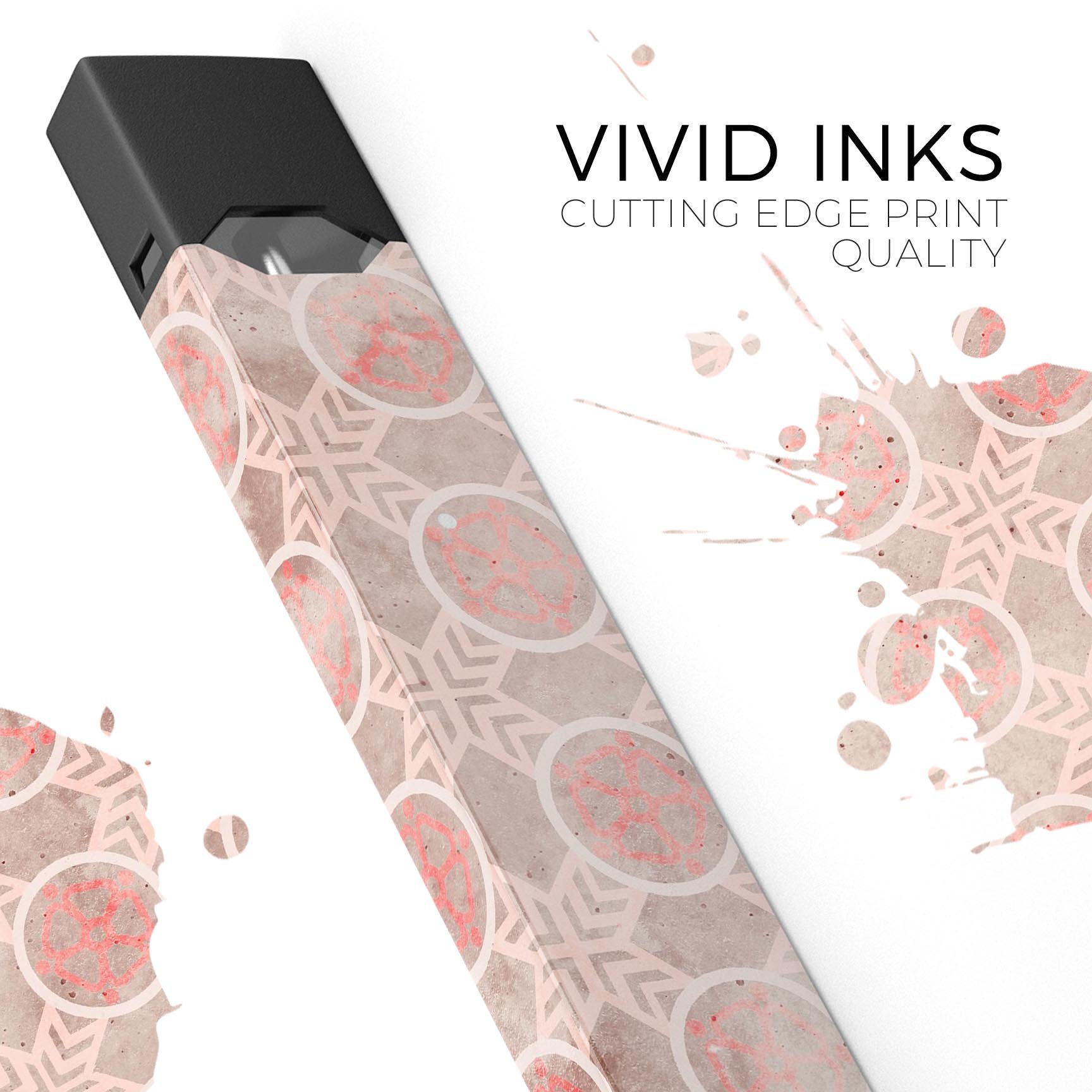 Faded Red Floral Cross Pattern skin-wrap for JUUL device, showcasing vibrant floral design and premium quality.