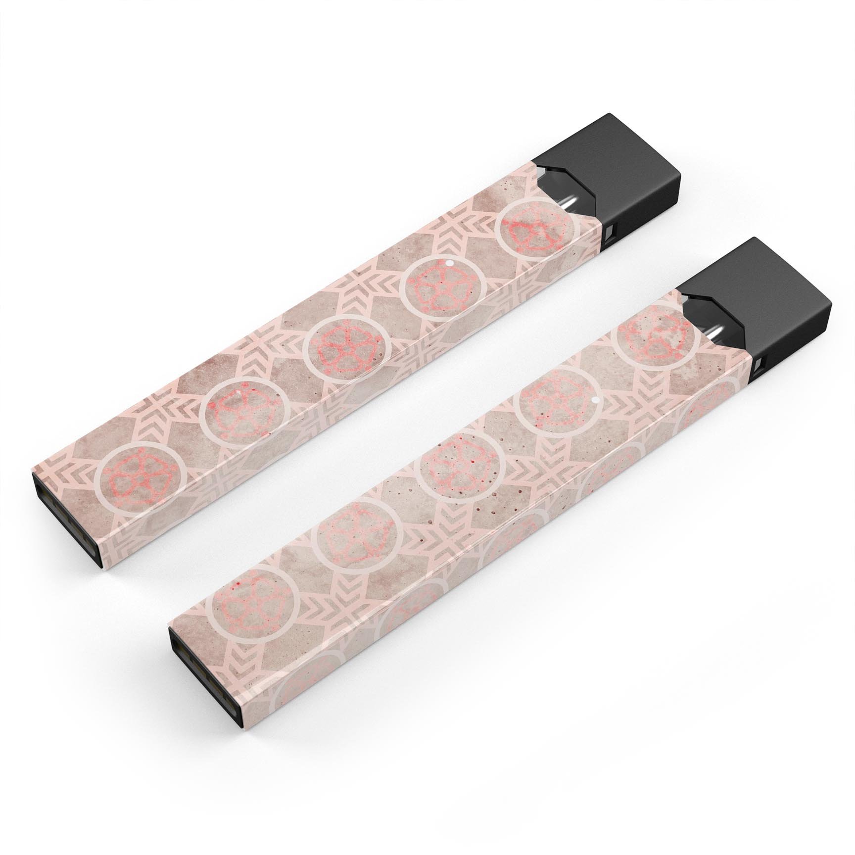 Faded Red Floral Cross Pattern skin-wrap for JUUL device, showcasing vibrant floral design and premium quality.