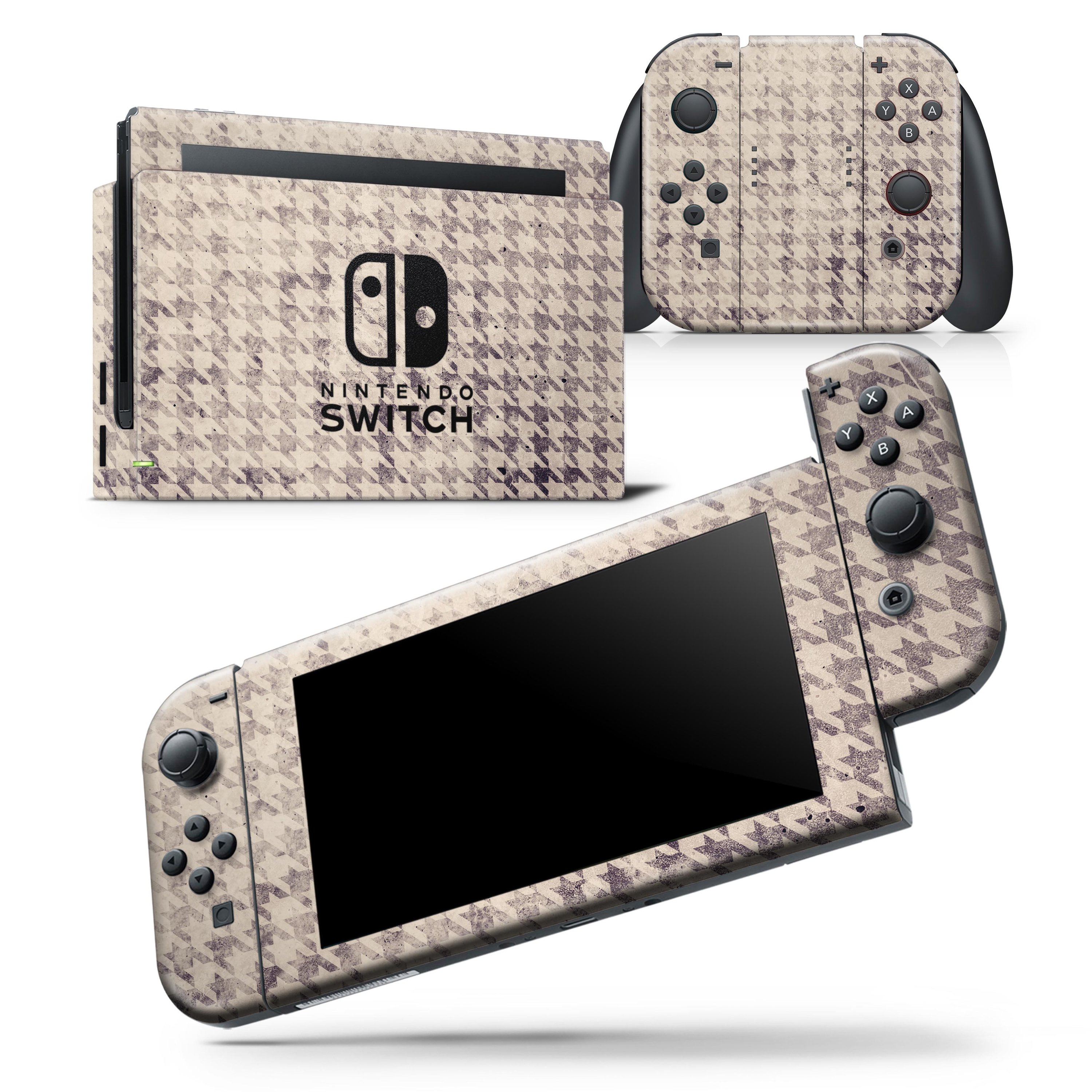 Faded Sharp Black and White Pattern skin wrap decal for Nintendo Switch, showcasing a stylish design that fits snugly on the console and controllers.