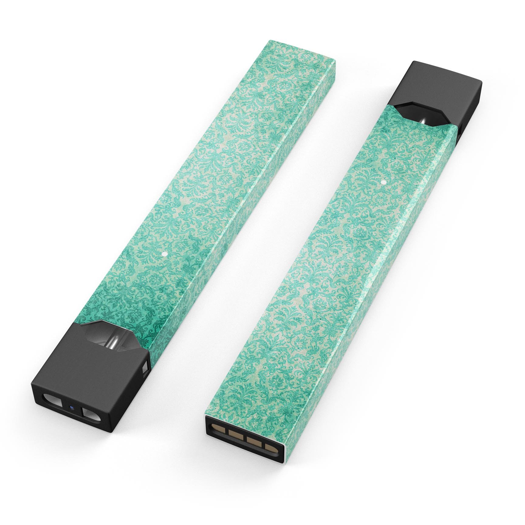 Faded teal and green patterned premium decal skin for JUUL vaping device, showcasing vibrant colors and sleek design.