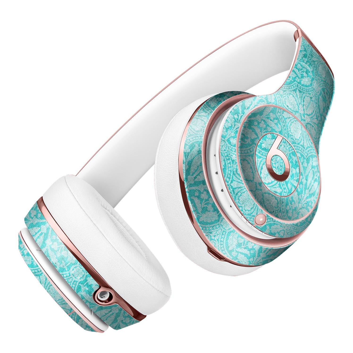 Faded teal and scratched royal surface skin kit for Beats by Dre Solo 3 Wireless Headphones, showcasing vibrant colors and precise fit.