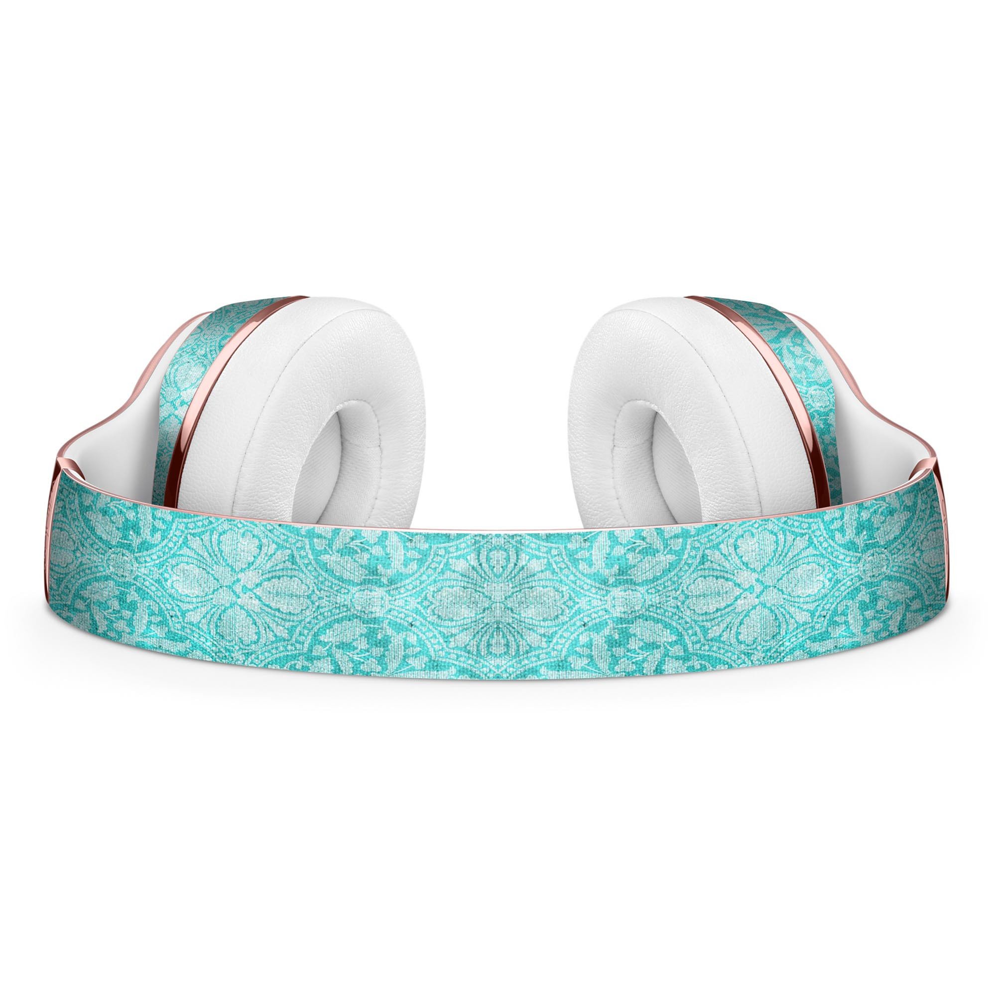 Faded teal and scratched royal surface skin kit for Beats by Dre Solo 3 Wireless Headphones, showcasing vibrant colors and precise fit.