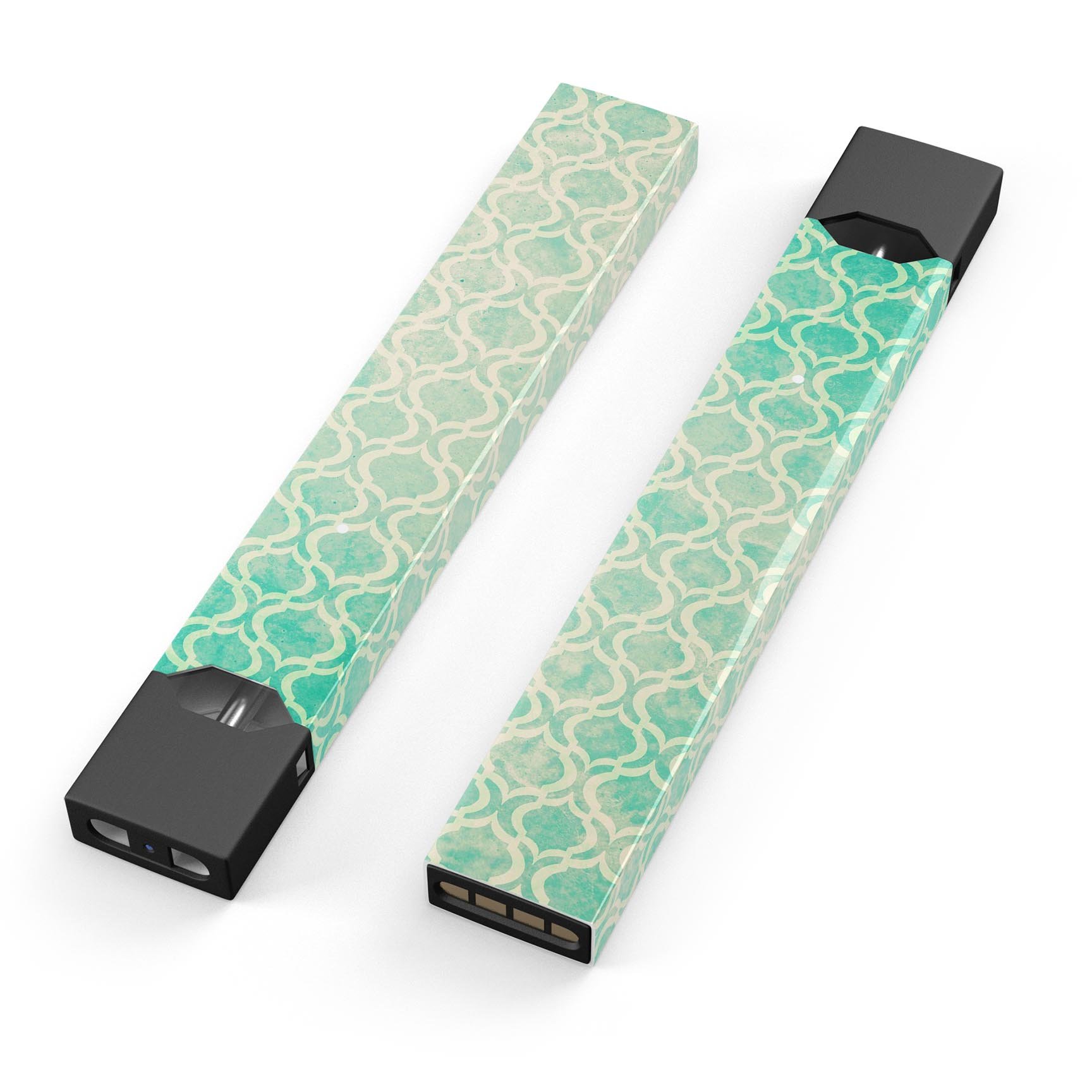 Faded Teal Oval Pattern skin-wrap sticker for JUUL device, showcasing vibrant colors and intricate design.