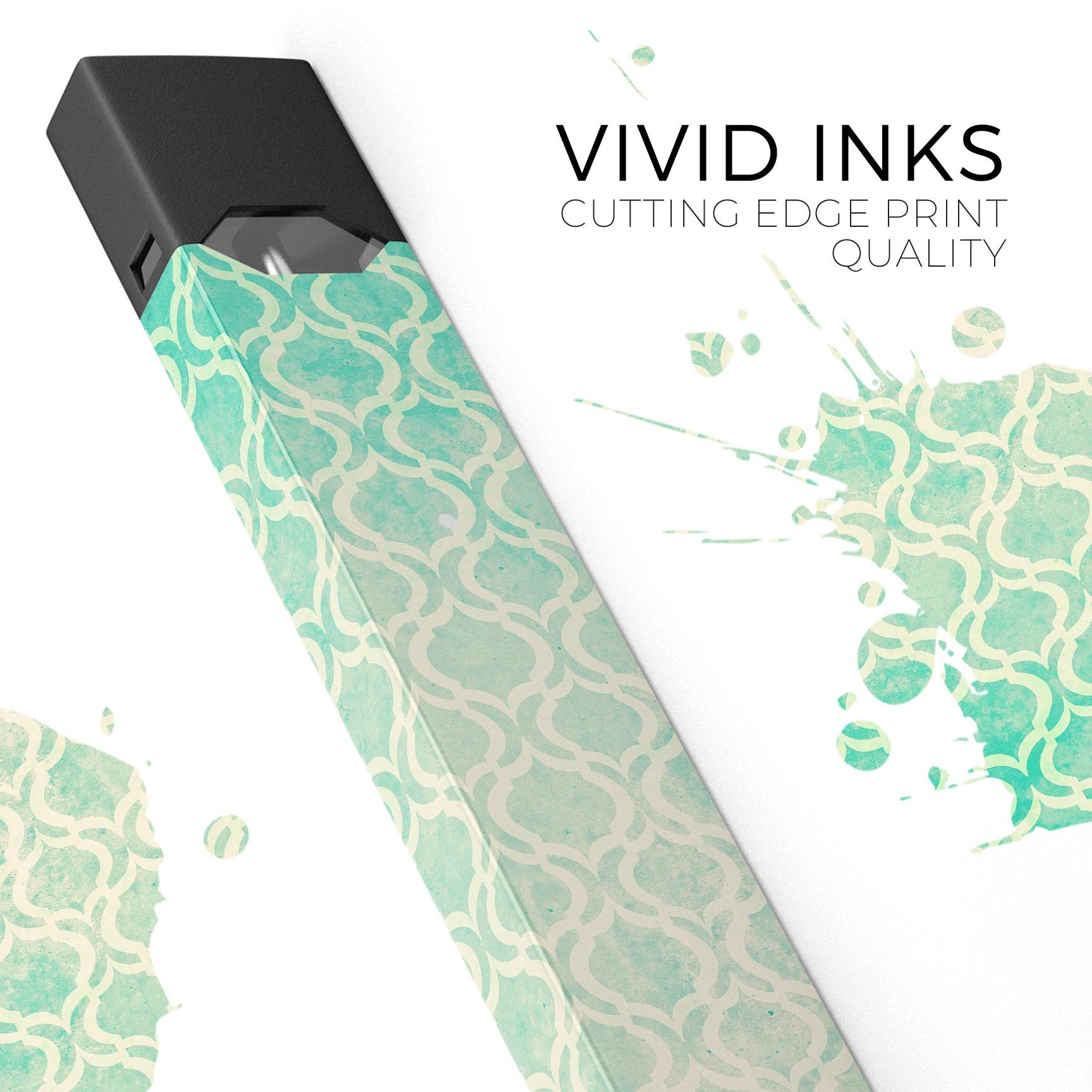 Faded Teal Oval Pattern skin-wrap sticker for JUUL device, showcasing vibrant colors and intricate design.