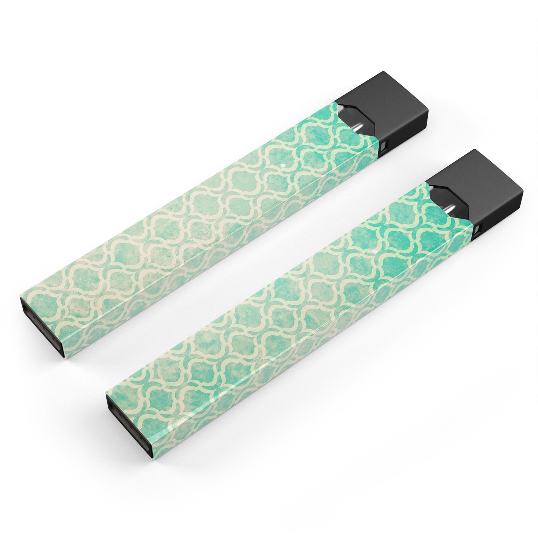 Faded Teal Oval Pattern skin-wrap sticker for JUUL device, showcasing vibrant colors and intricate design.