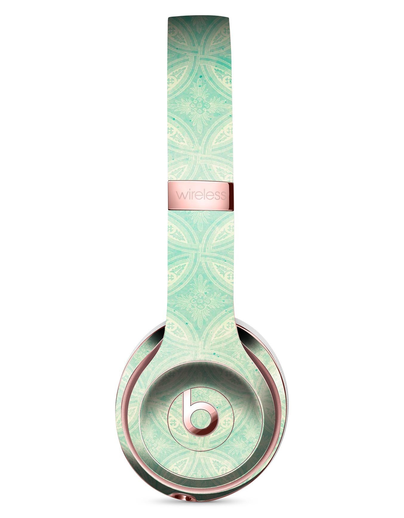 Faded teal overlapping circles skin kit for Beats by Dre Solo 3 Wireless Headphones, showcasing vibrant design and premium vinyl material.