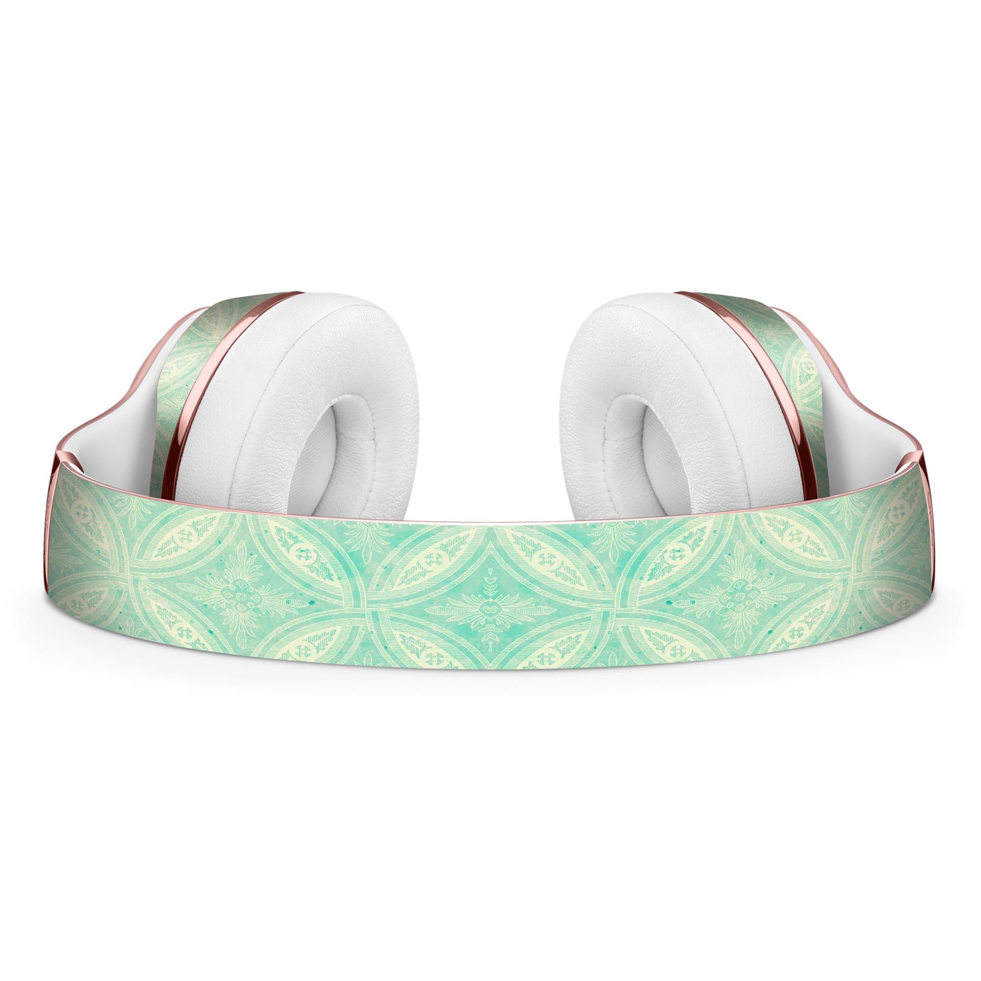 Faded teal overlapping circles skin kit for Beats by Dre Solo 3 Wireless Headphones, showcasing vibrant design and premium vinyl material.