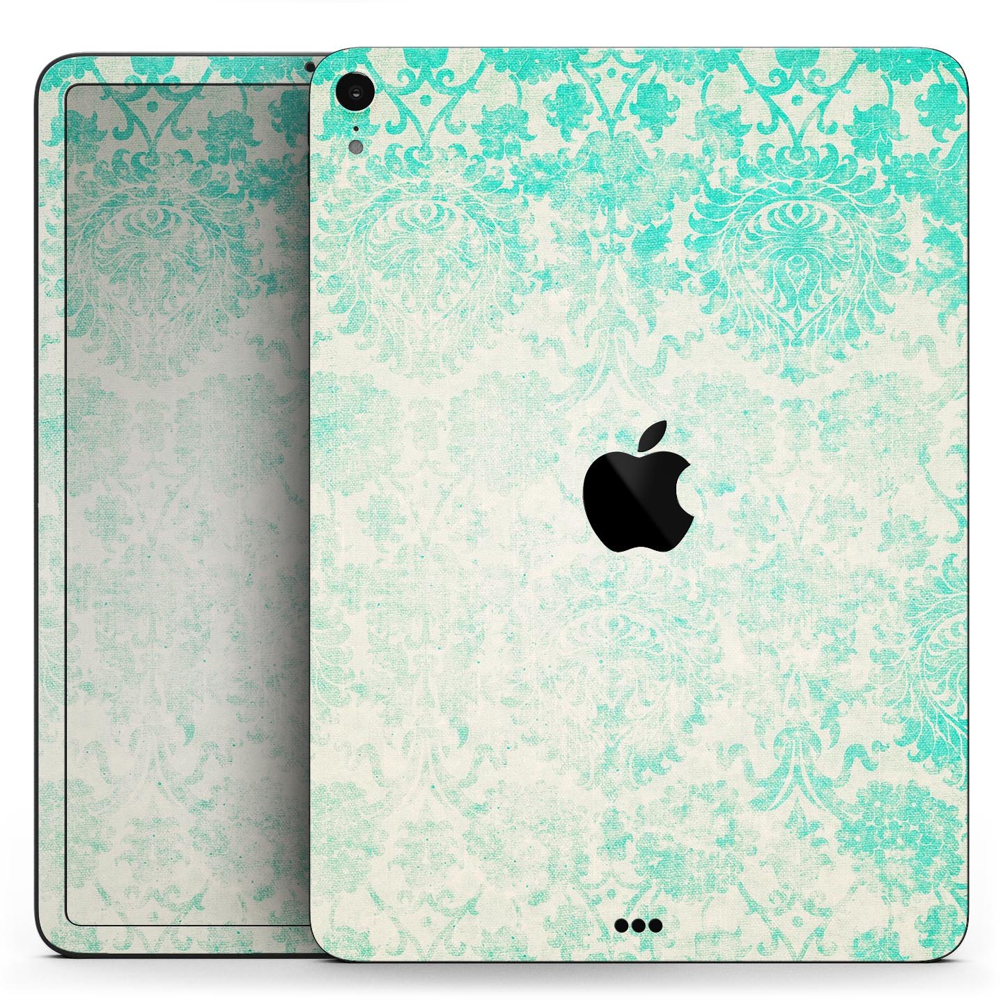 Faded teal pattern skin decal for Apple devices, showcasing intricate design and premium finish.