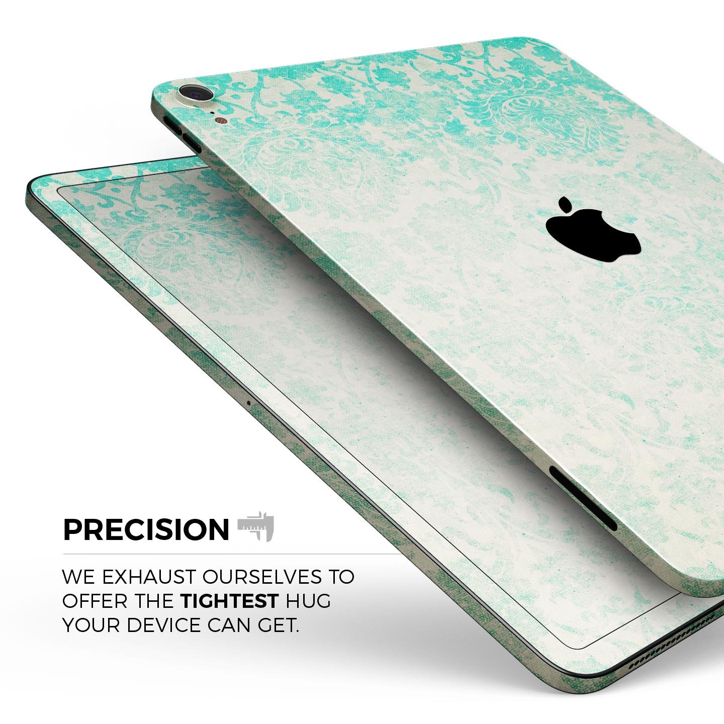 Faded teal pattern skin decal for Apple devices, showcasing intricate design and premium finish.