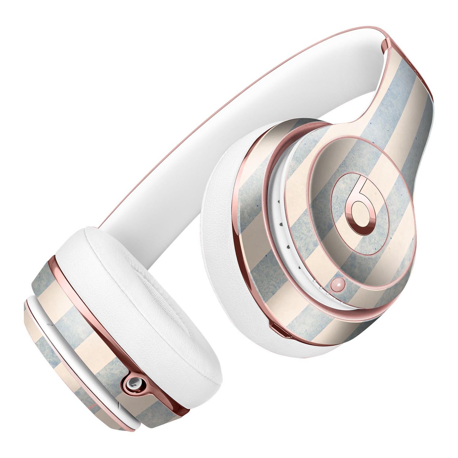 Faded White and Blue Vertical Stripes Full-Body Skin Kit for Beats by Dre Solo 3 Wireless Headphones, showcasing a stylish design.