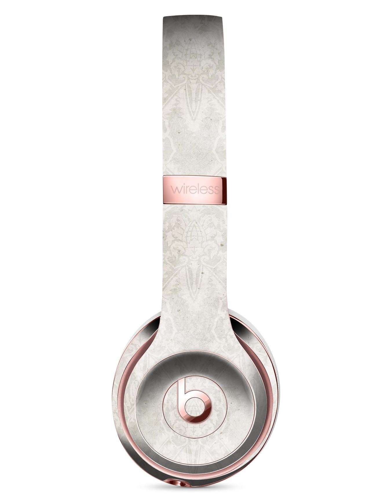 Faded White and Gray Royal Pattern Skin Kit for Beats by Dre Solo 3 Wireless Headphones, showcasing stylish design and premium quality.