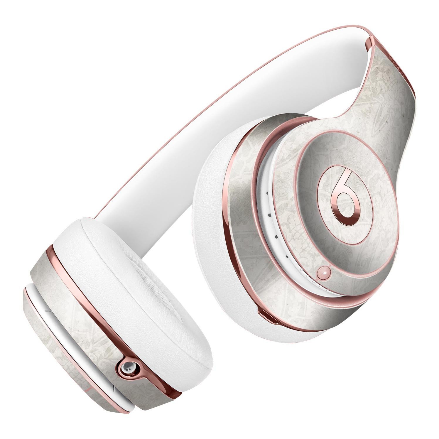 Faded White and Gray Royal Pattern Skin Kit for Beats by Dre Solo 3 Wireless Headphones, showcasing stylish design and premium quality.